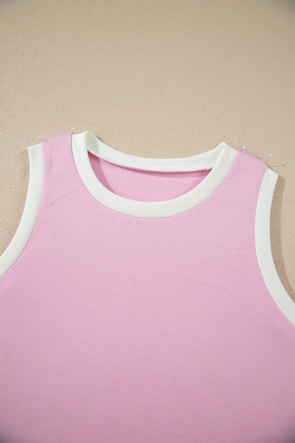Pink Colorblock Trim Cropped Tank Elastic Waist Shift Pants 2pcs Set
