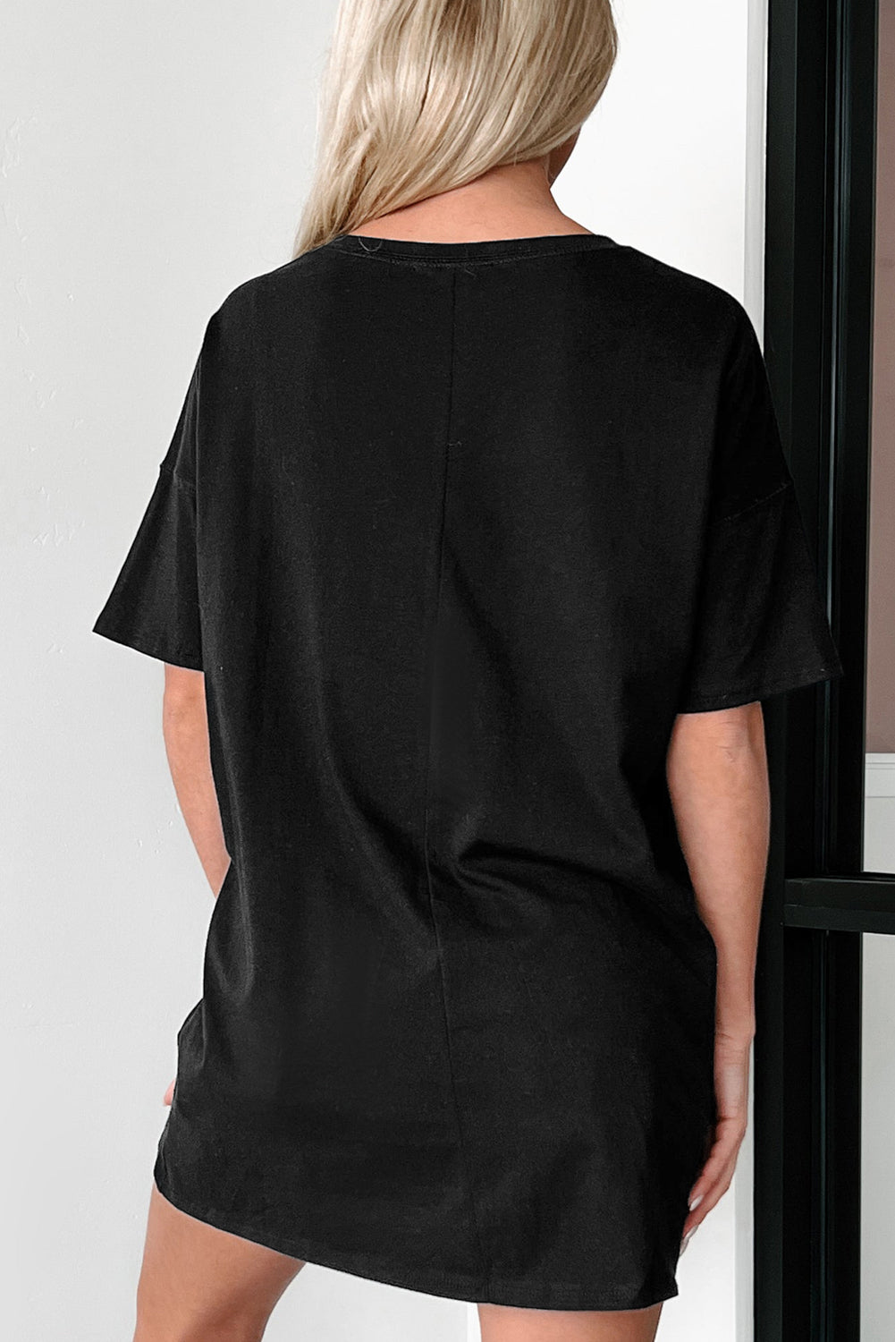 White Solid Color Round Neck Basic Tunic T Shirt