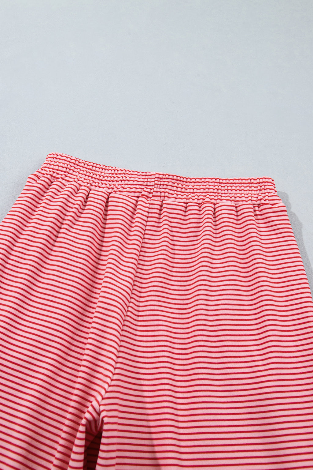 Pink Striped Drop Shoulder Long Sleeve Pant Set