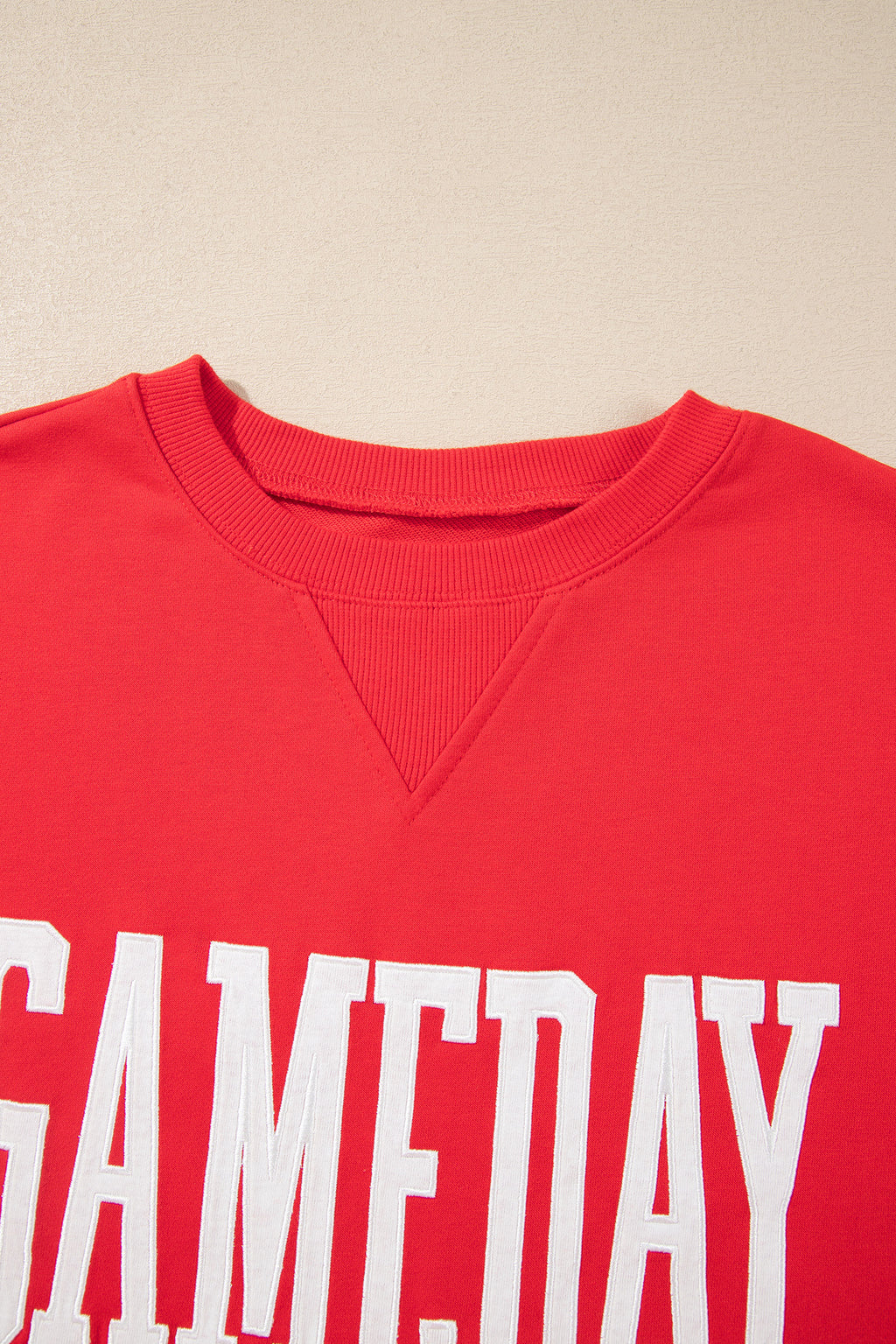 Fiery Red GAMEDAY Embroidered Patch Pattern Casual Shift Sweatshirt