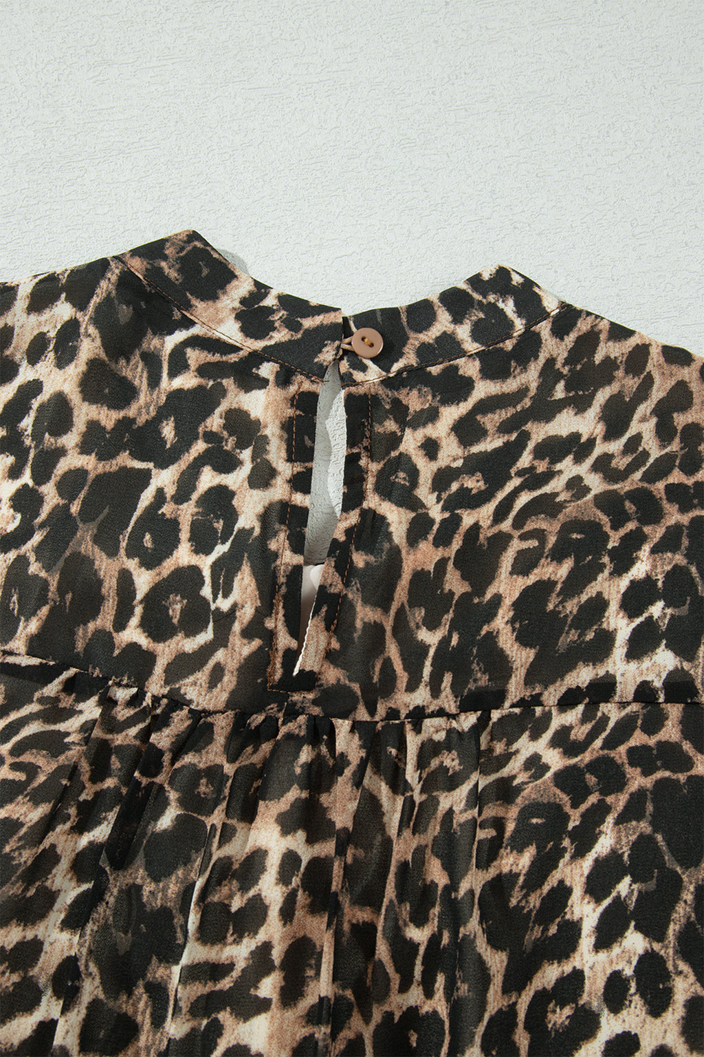 Brown Leopard Print Long Sleeve Short Shift Dress