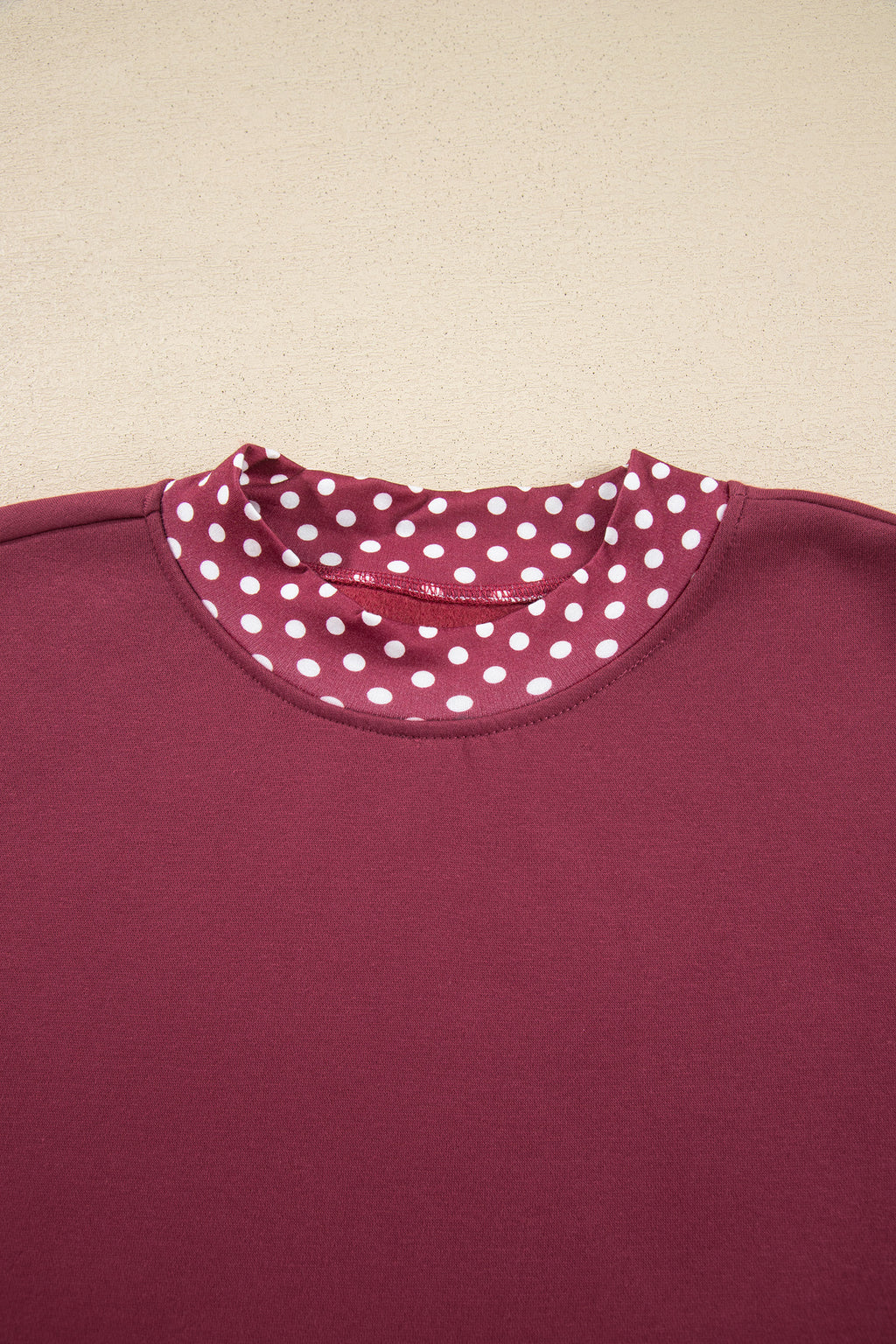 Dark Blue Colorblock Polka Dot Contrast Trim Oversized Sweatshirt