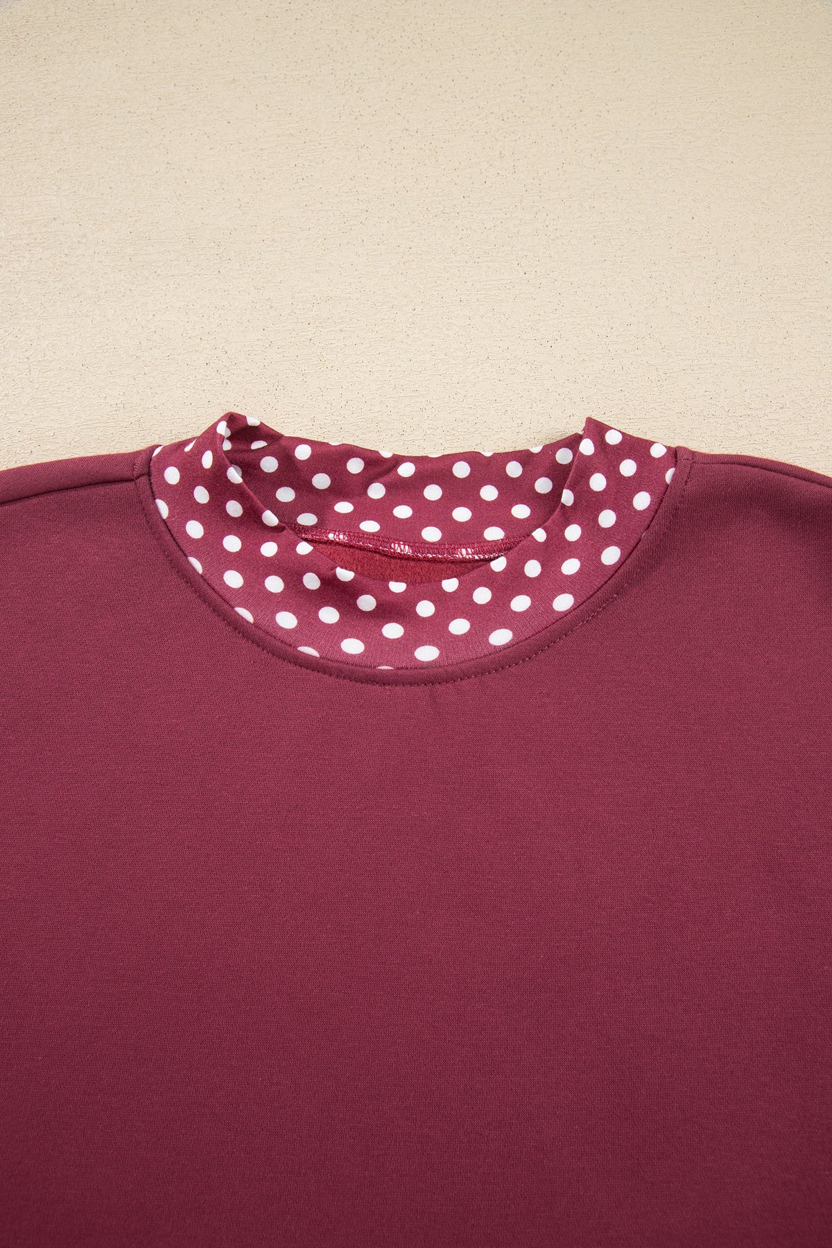 Dark Blue Colorblock Polka Dot Contrast Trim Oversized Sweatshirt