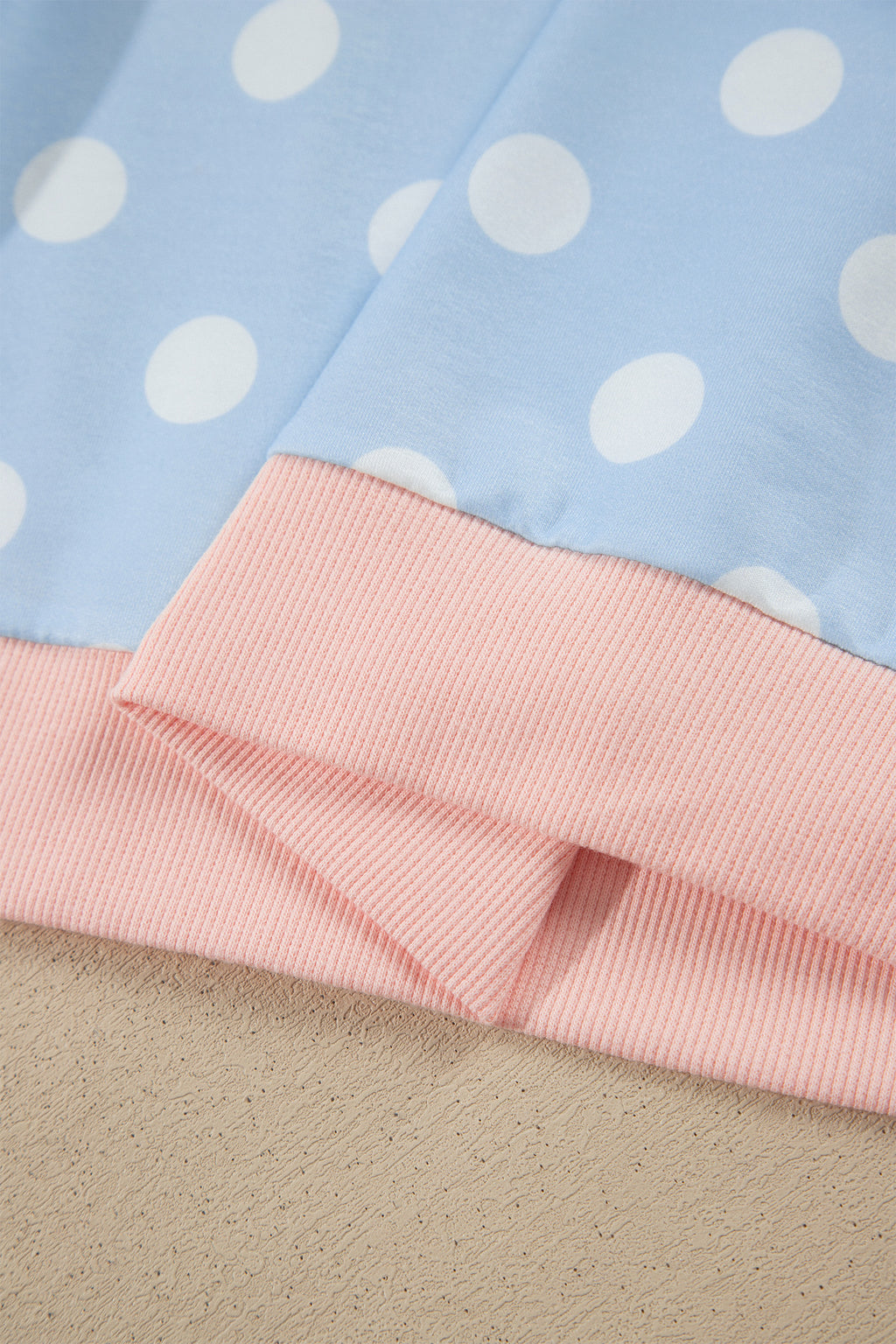 Pink Polka Dot Contrast Trim Long Sleeve Top Drawstring Shift Pants Set