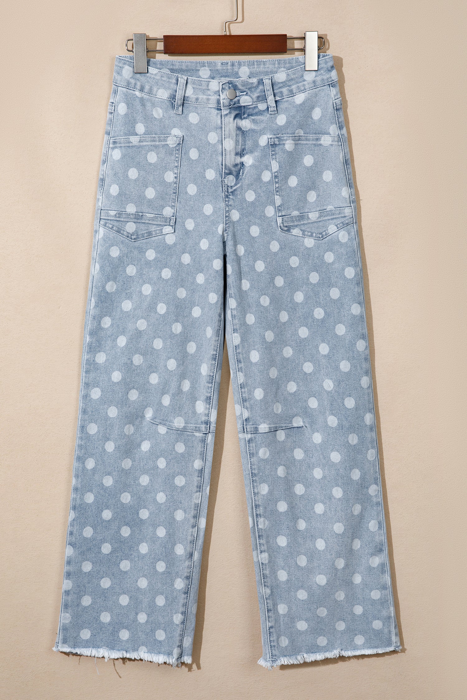 Pink Polka Dot Casual Slim Fit Jeans