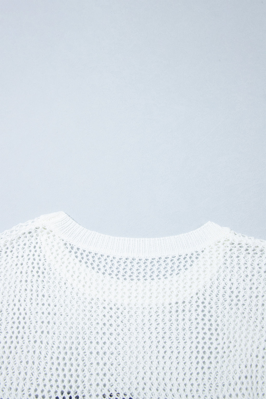 White Chenille BEACH Lettering Hollow Out Knit Casual Sweater