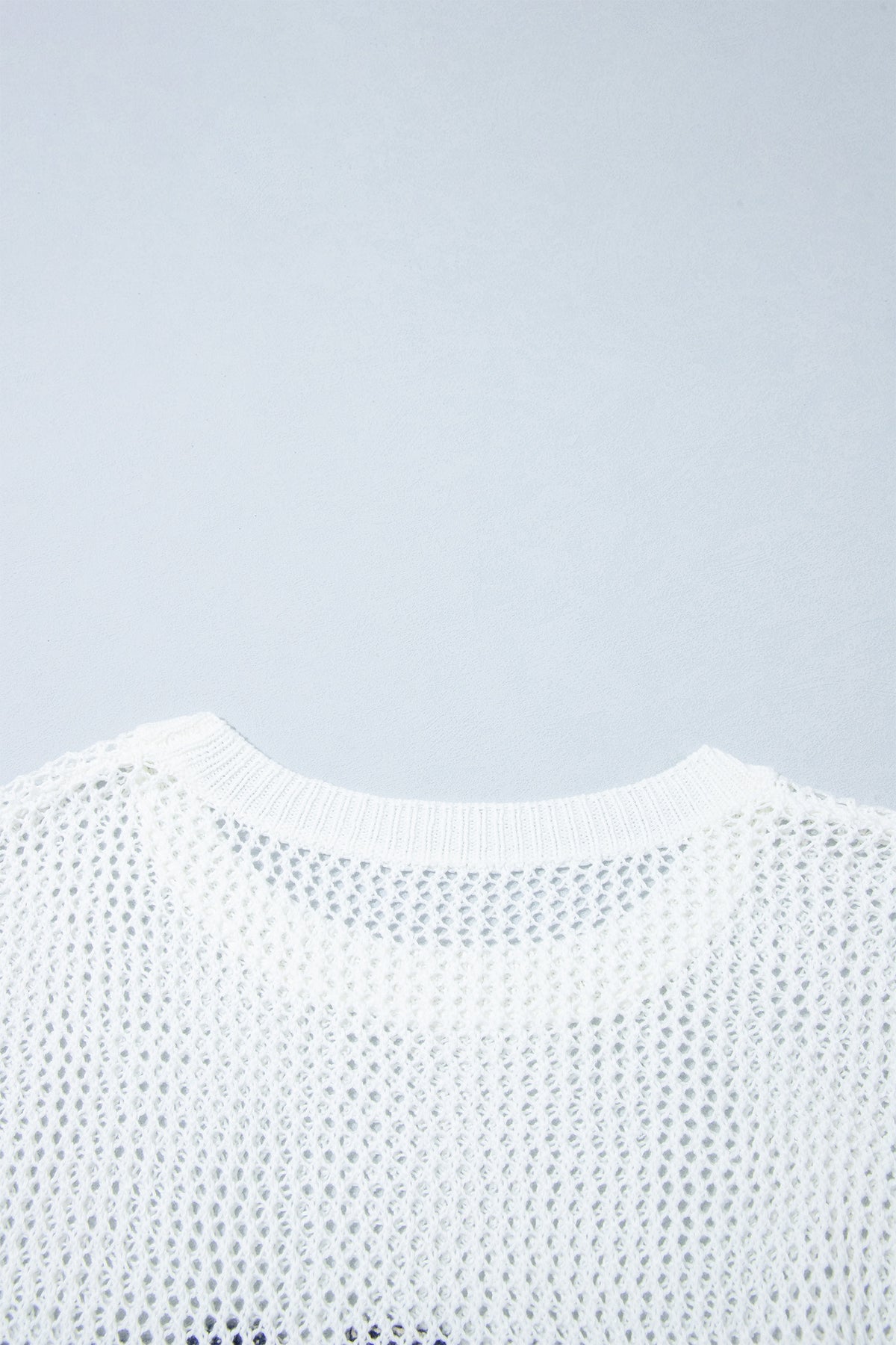 White Chenille BEACH Lettering Hollow Out Knit Casual Sweater
