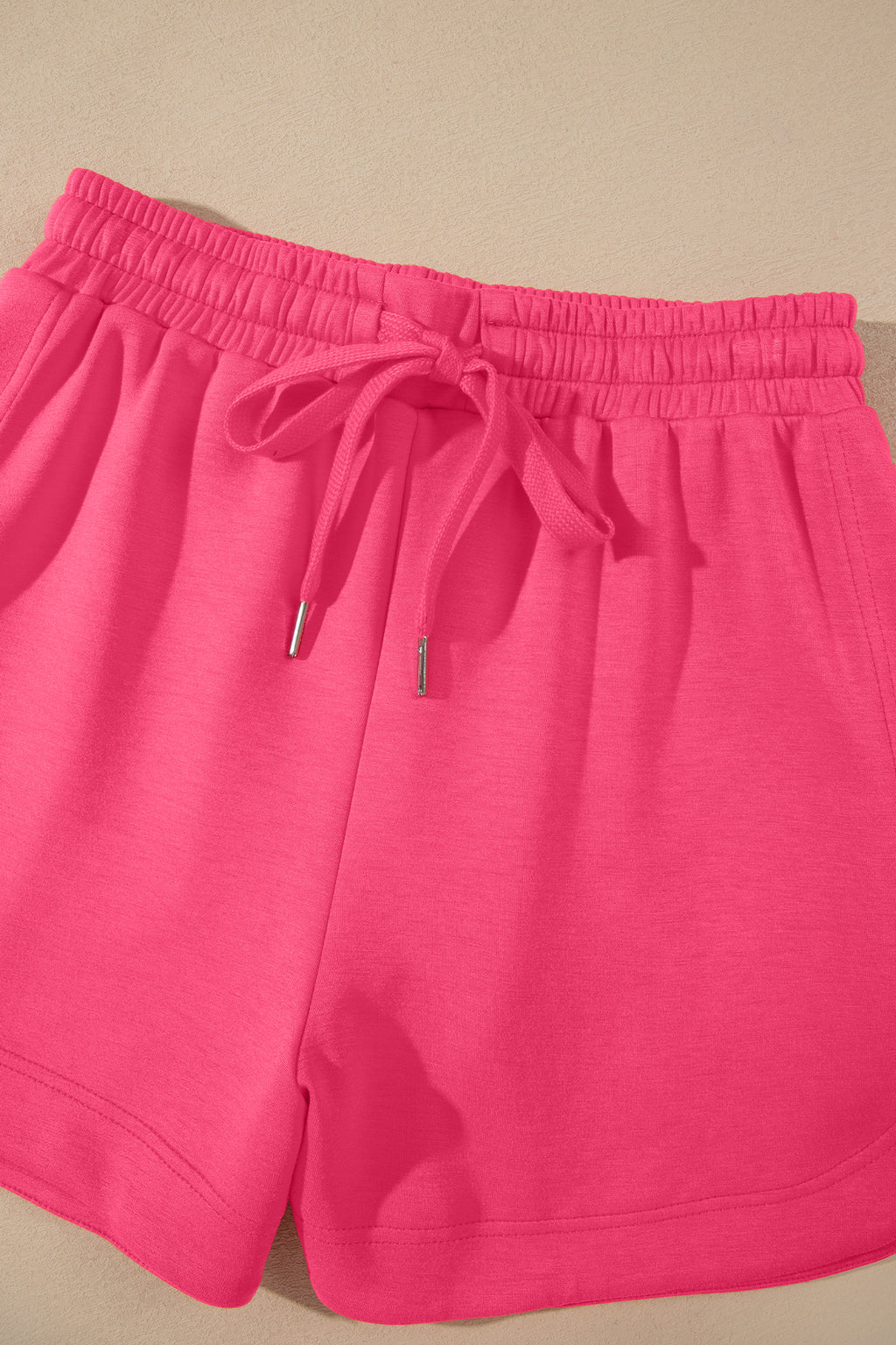 Fiery Red Quarter Zip Sleeveless Top Drawstring Shorts Casual 2pcs Outfit