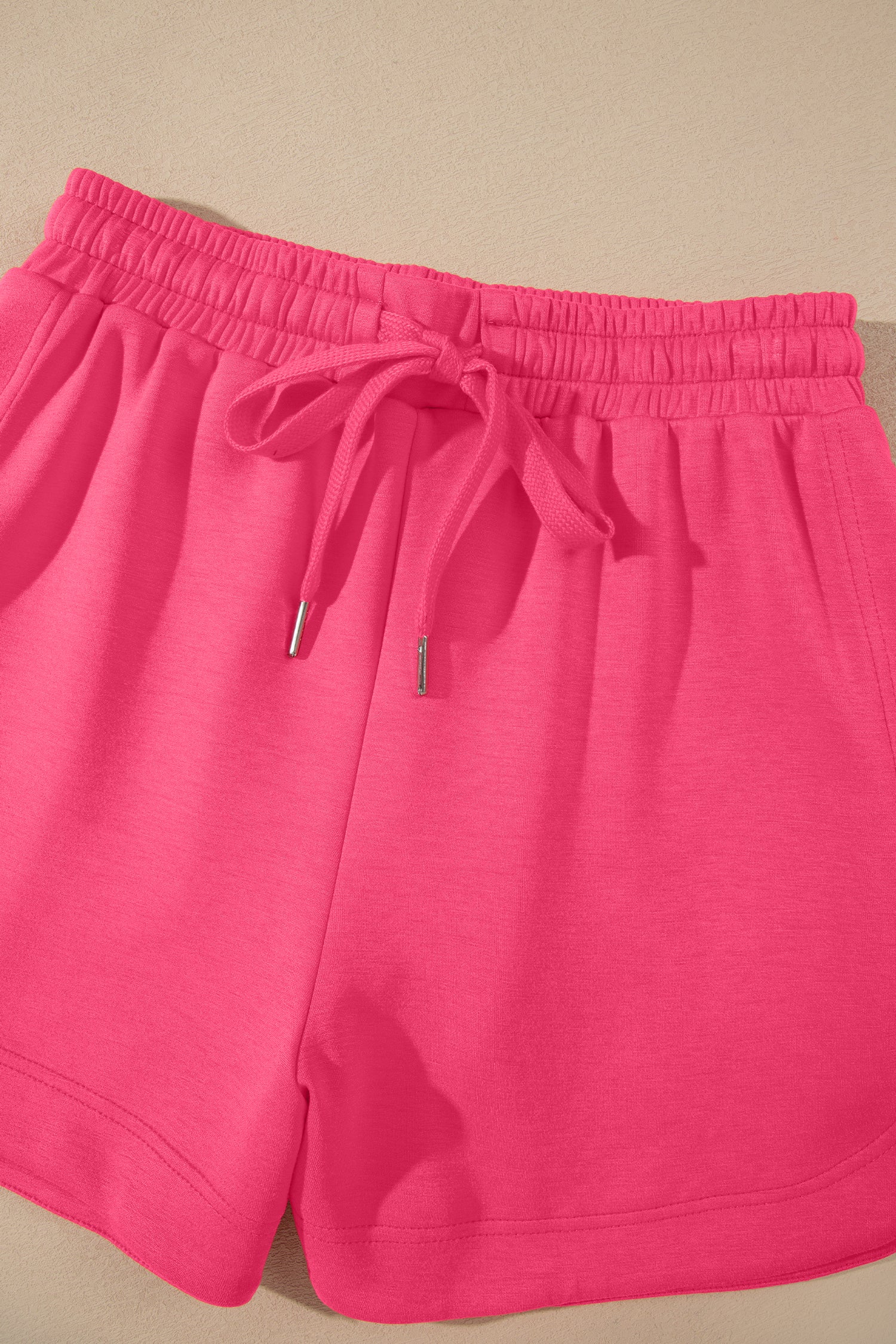 Fiery Red Quarter Zip Sleeveless Top Drawstring Shorts Casual 2pcs Outfit