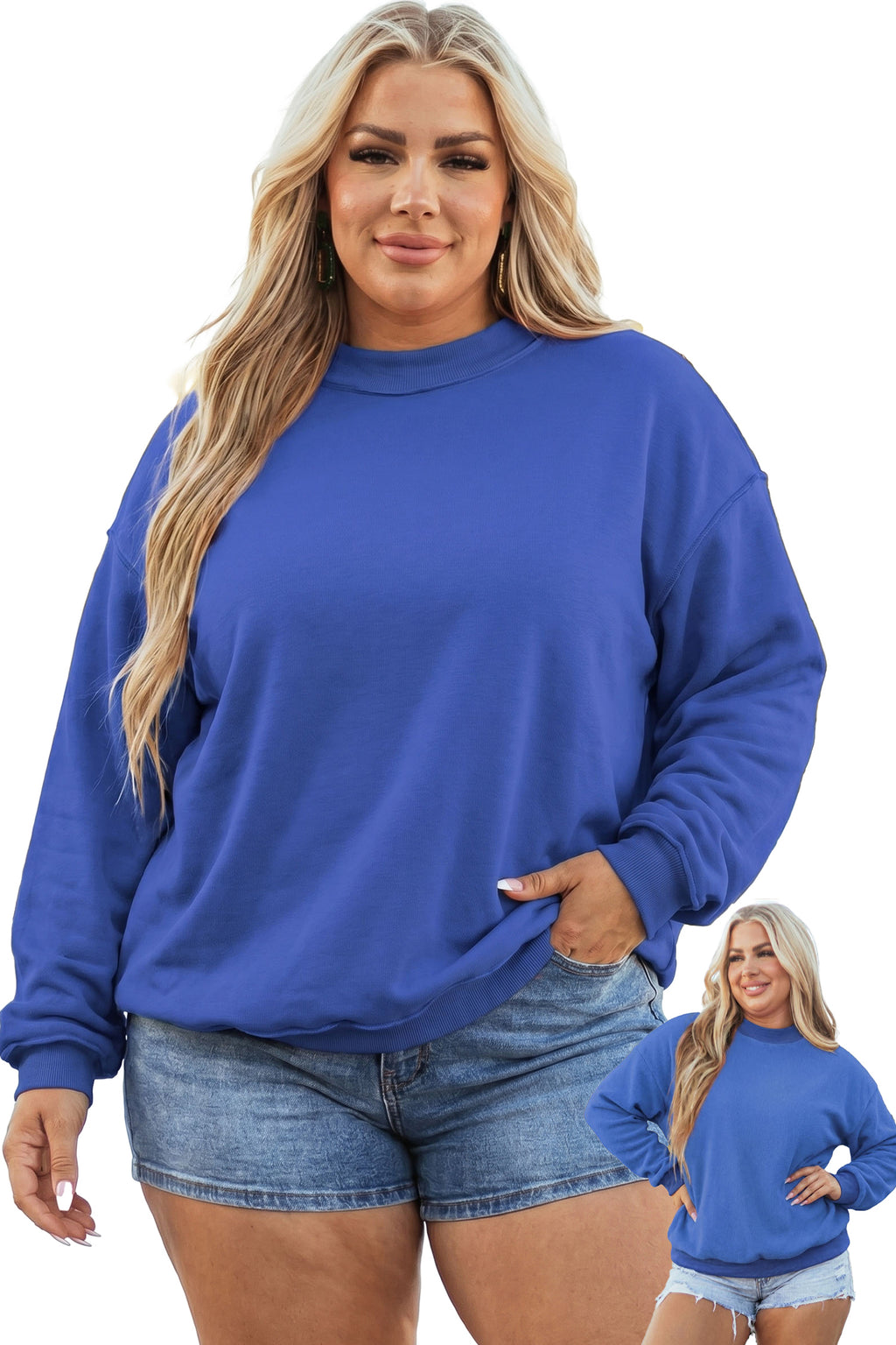 Light Grey Exposed Seam Detail Reversible Double Wear Plus Size Sweatshirt
