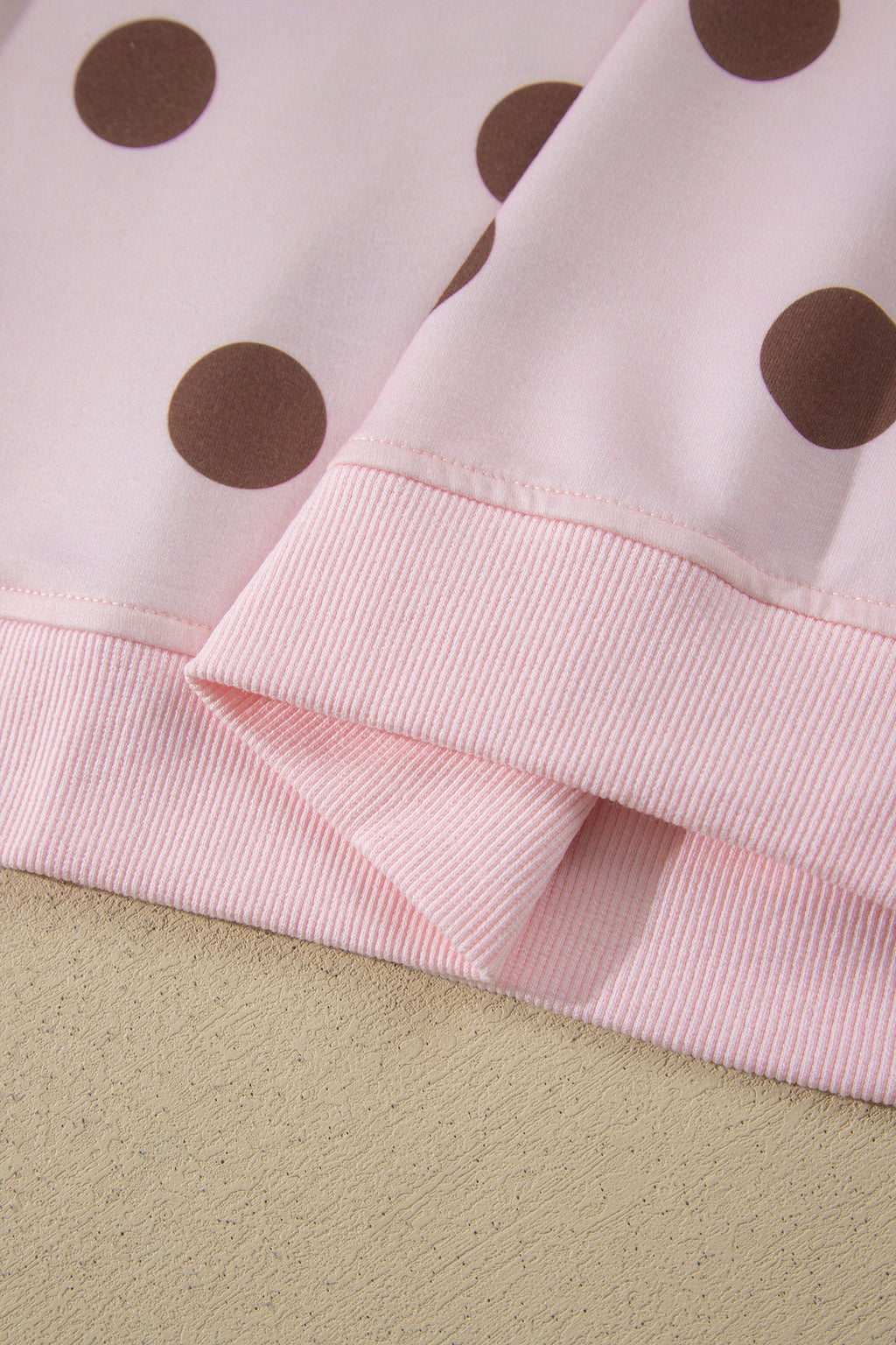 Pink Polka Dot Two Piece Set Long Sleeve Casual Skirt Set