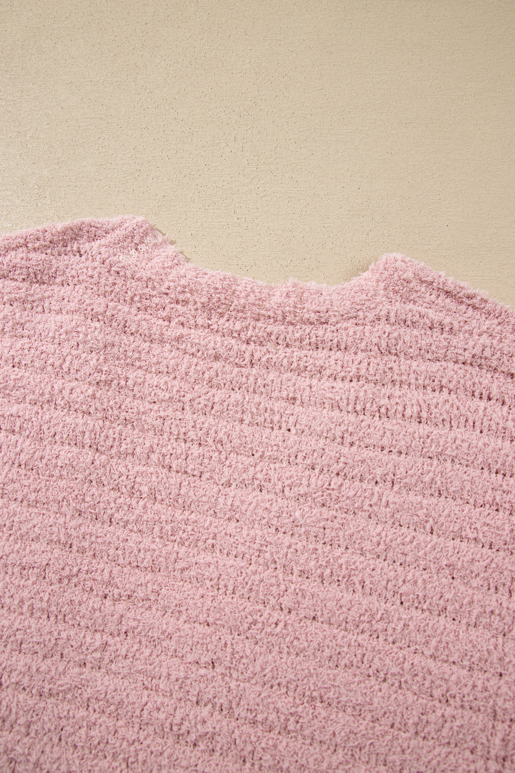 Light Pink Open Front Soft Fuzzy Ribbed Sweater Cardigan