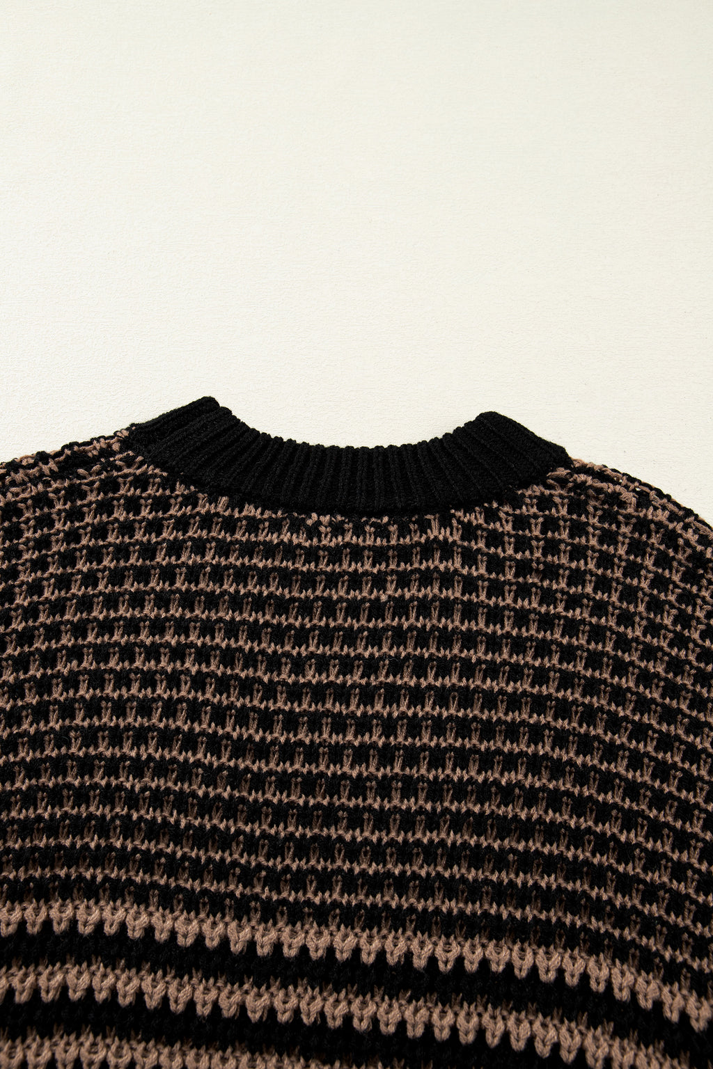 Black Stripe 3/4 Draped Sleeve Slouchy Sweater