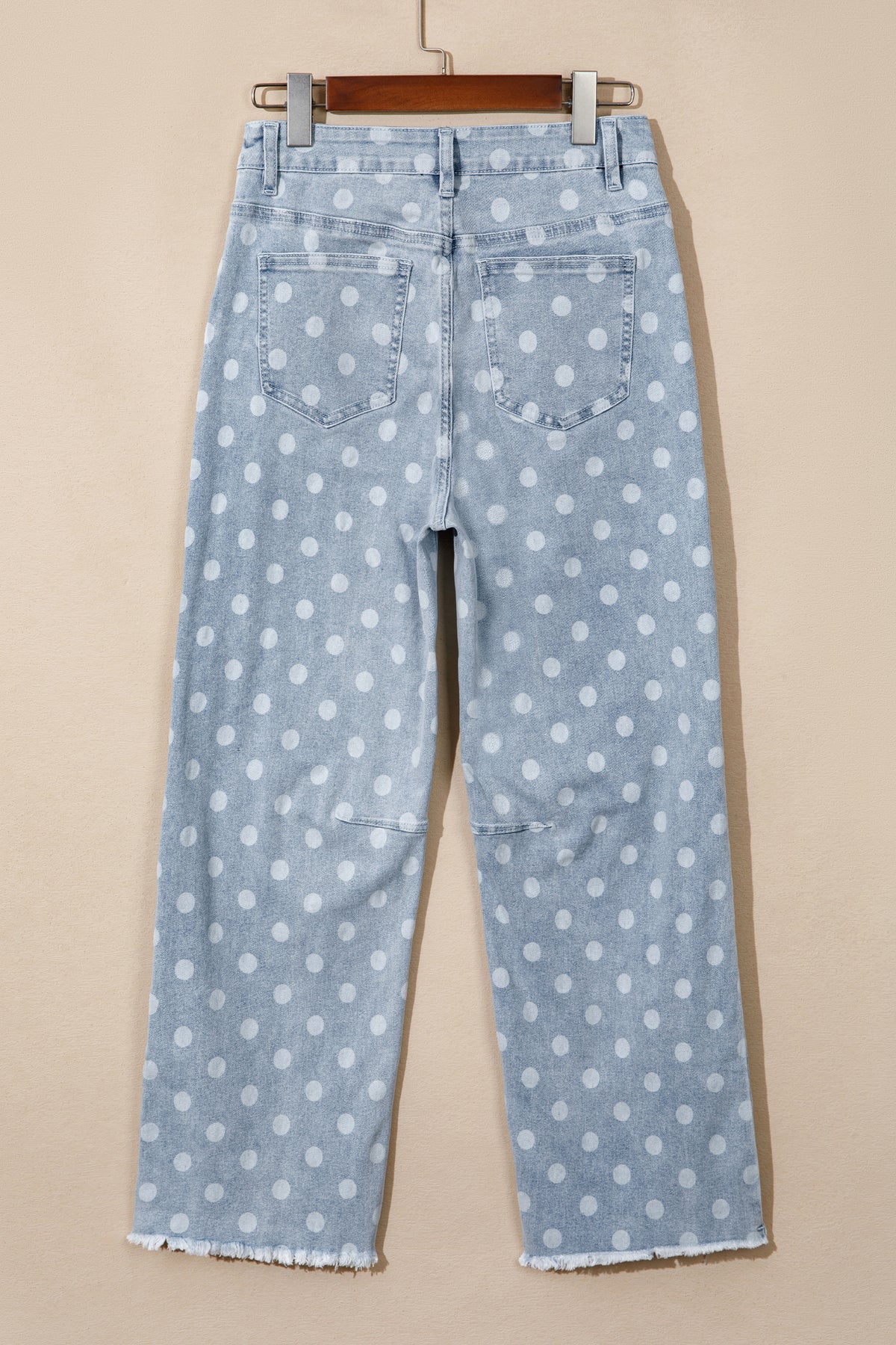 Pink Polka Dot Casual Slim Fit Jeans
