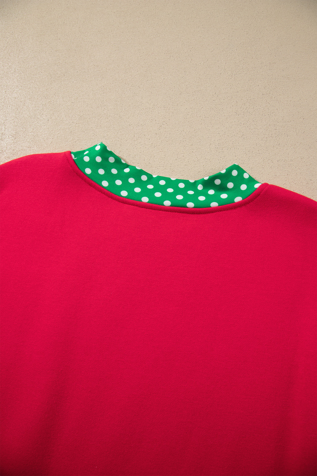 Fiery Red Colorblock Polka Dot Contrast Trim Oversized Sweatshirt