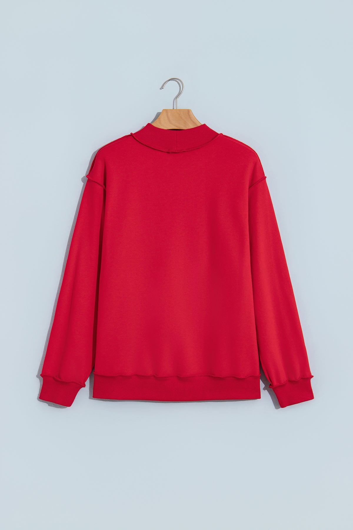 Fiery Red Jesus Saves Slogan Print Stand Neck Baggy Sweatshirt