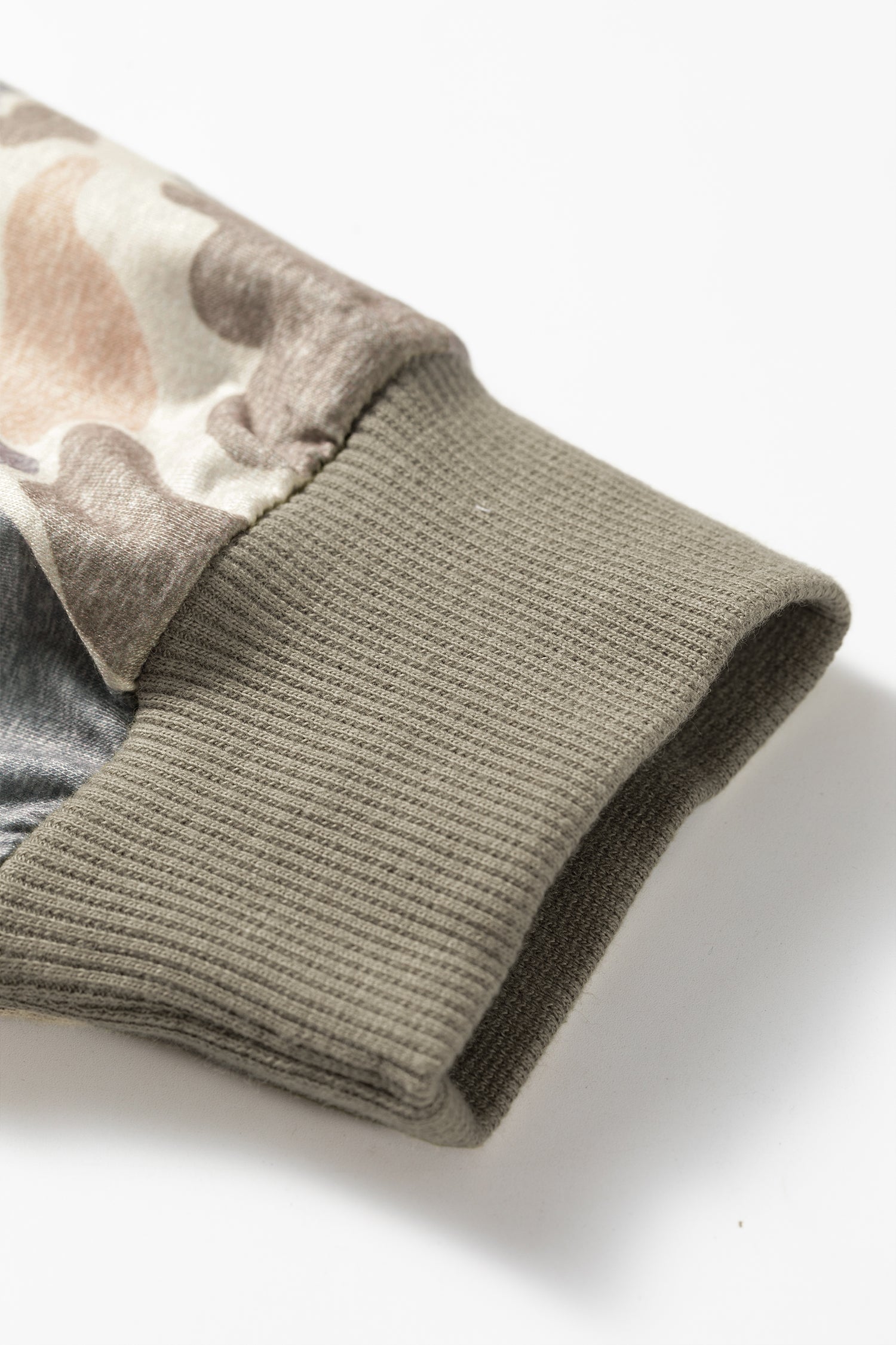 Multicolour Camo Print Ribbed Trim Casual Pullover Sweatshirt