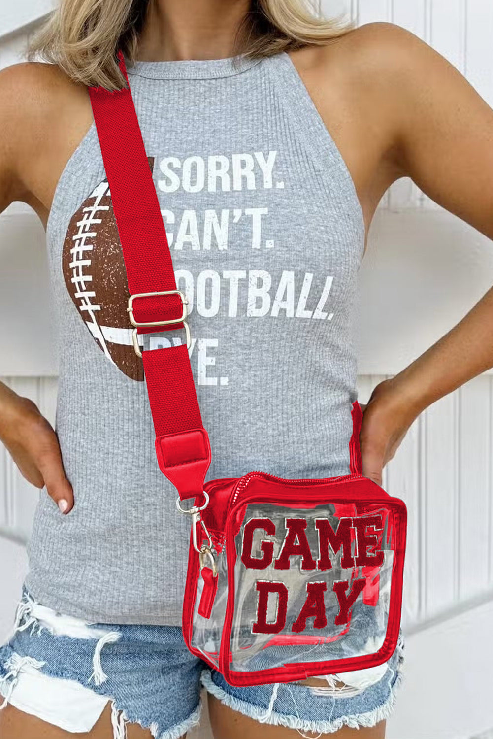 Fiery Red Clear PVC GAME DAY Summer Fashion Single Shoulder Bag