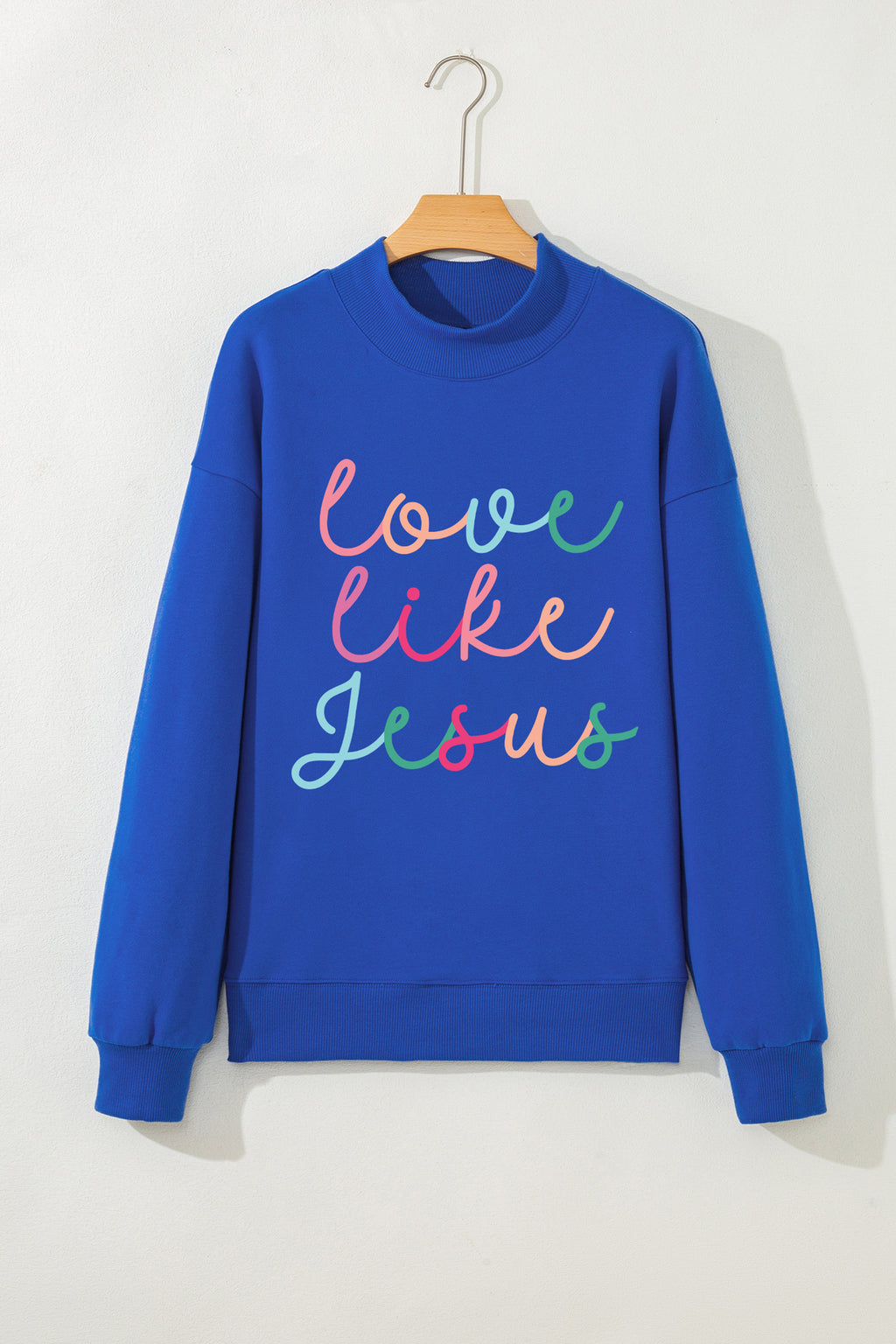 Dark Blue Love Like Jesus Mock Neck Sweatshirt