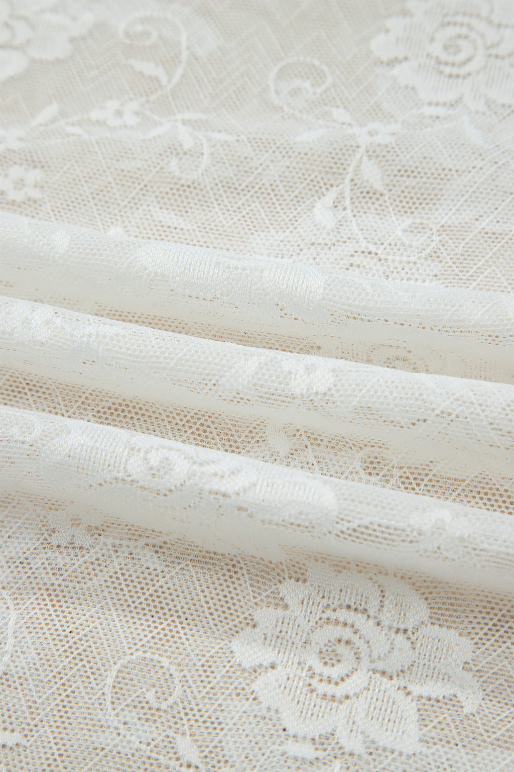 White Sheer Lace Round Neck T Shirt