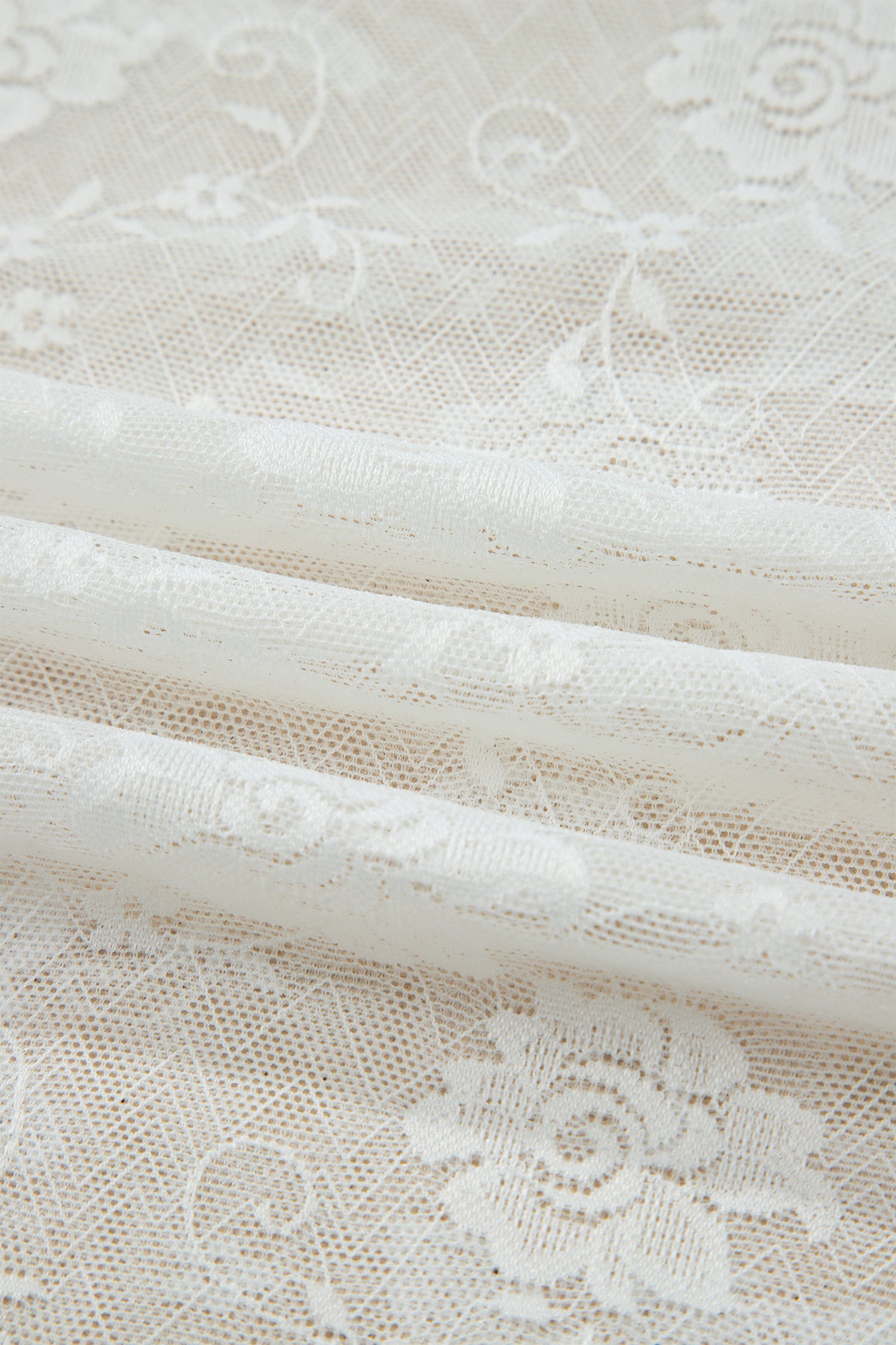 White Sheer Lace Round Neck T Shirt