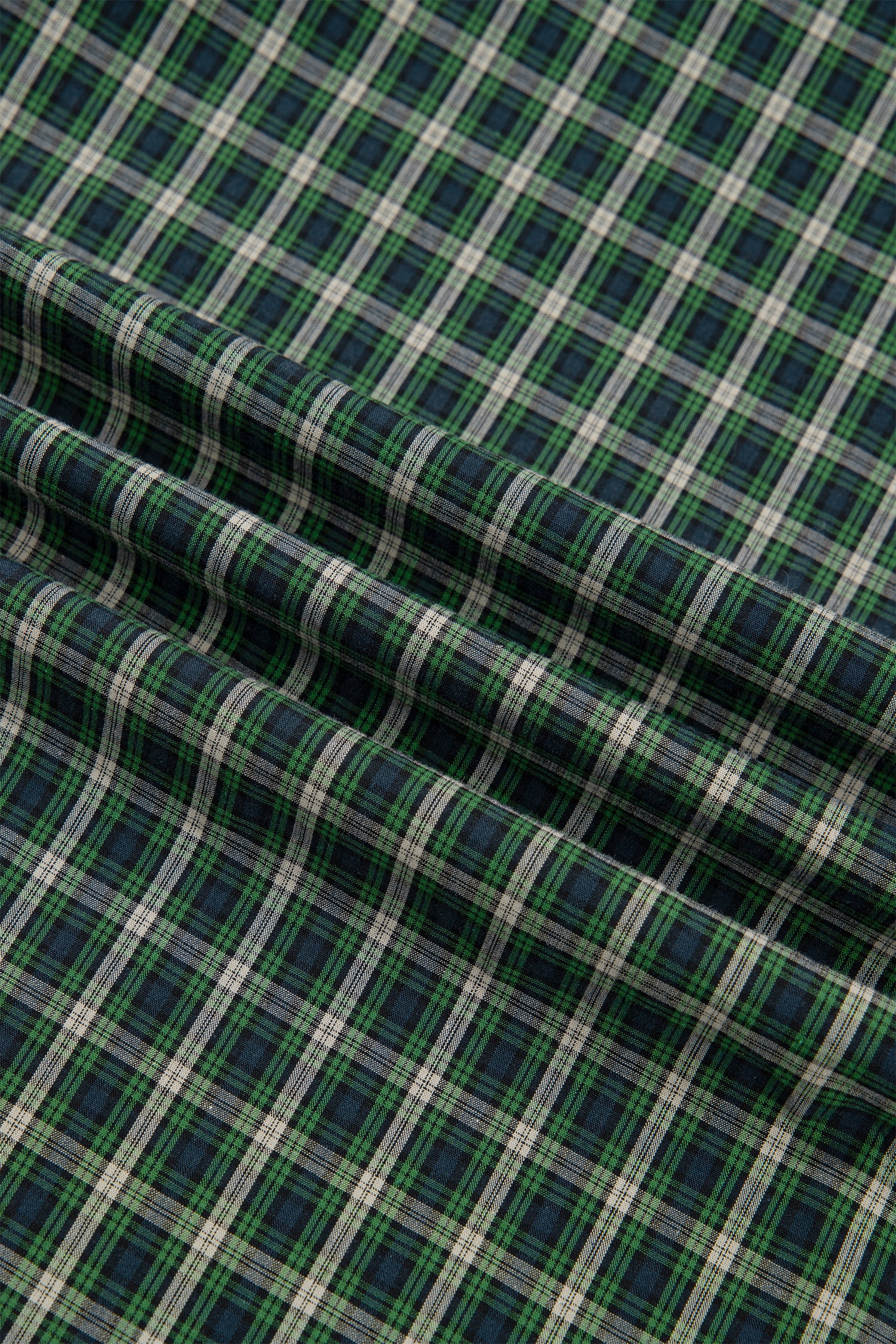 Green Plaid Square Neck Shirred High Waist Ruffle Hem Dress
