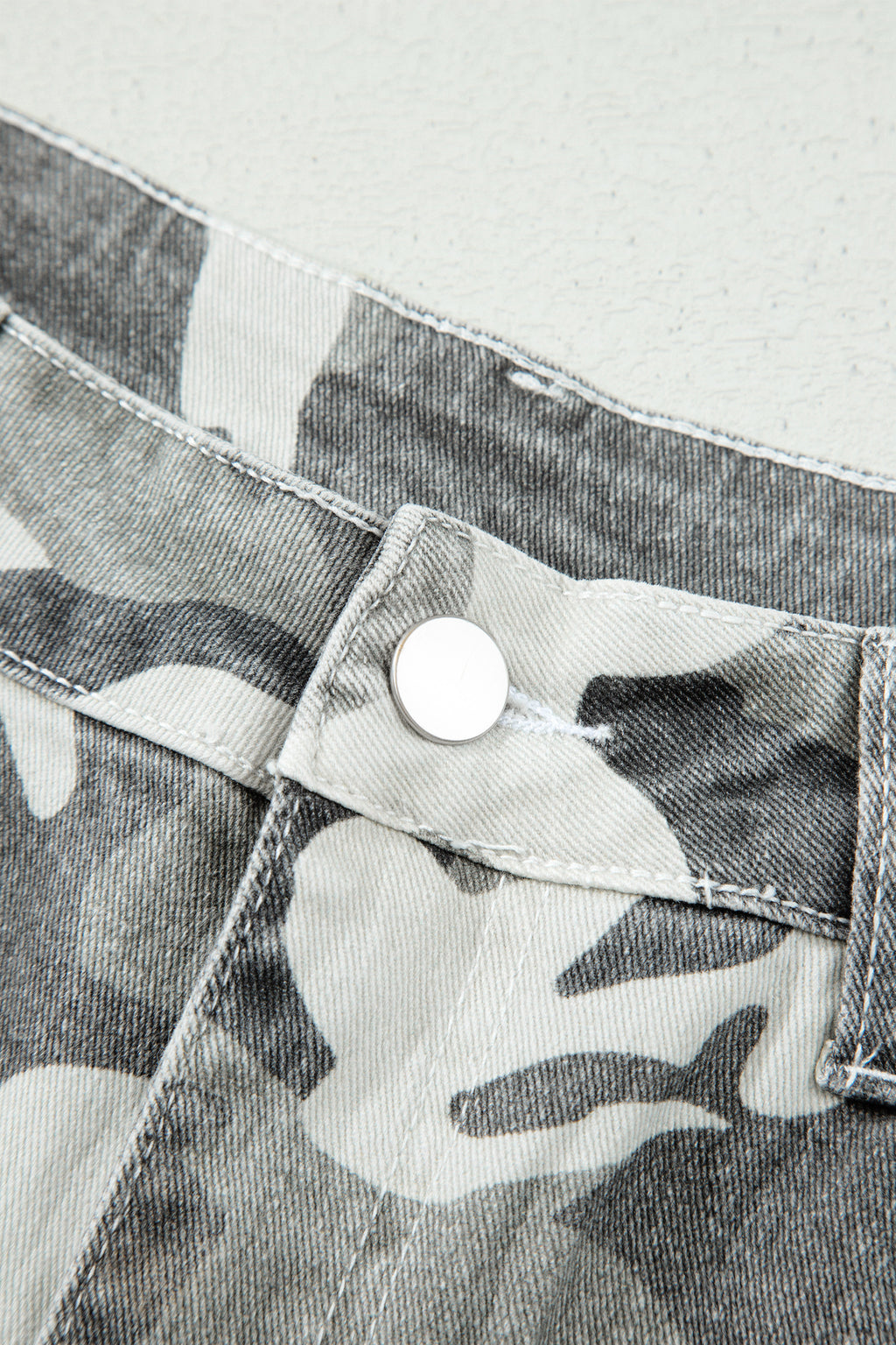 Green Camo Pattern Cotton Denim Shift Jeans