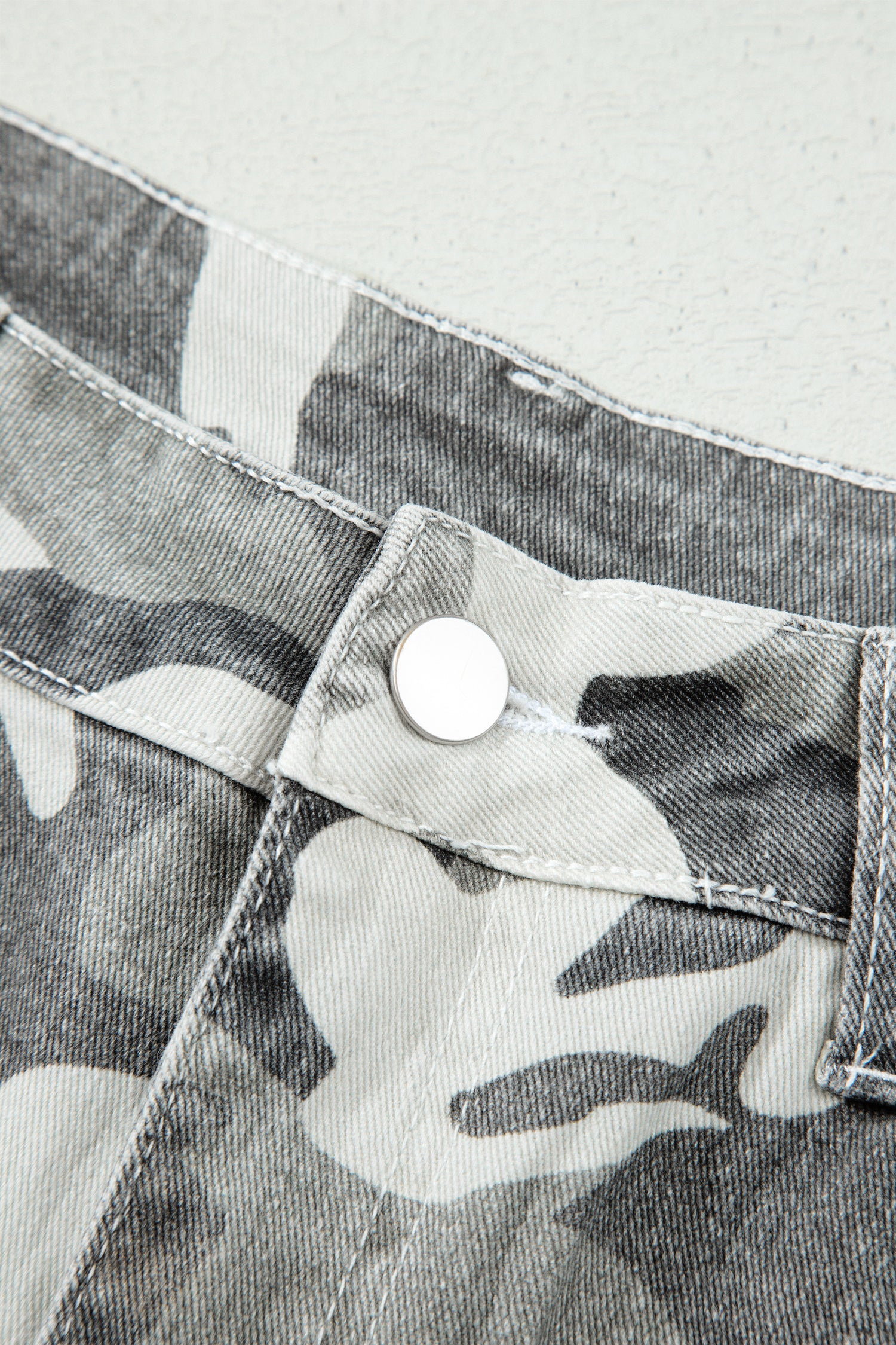 Green Camo Pattern Cotton Denim Shift Jeans