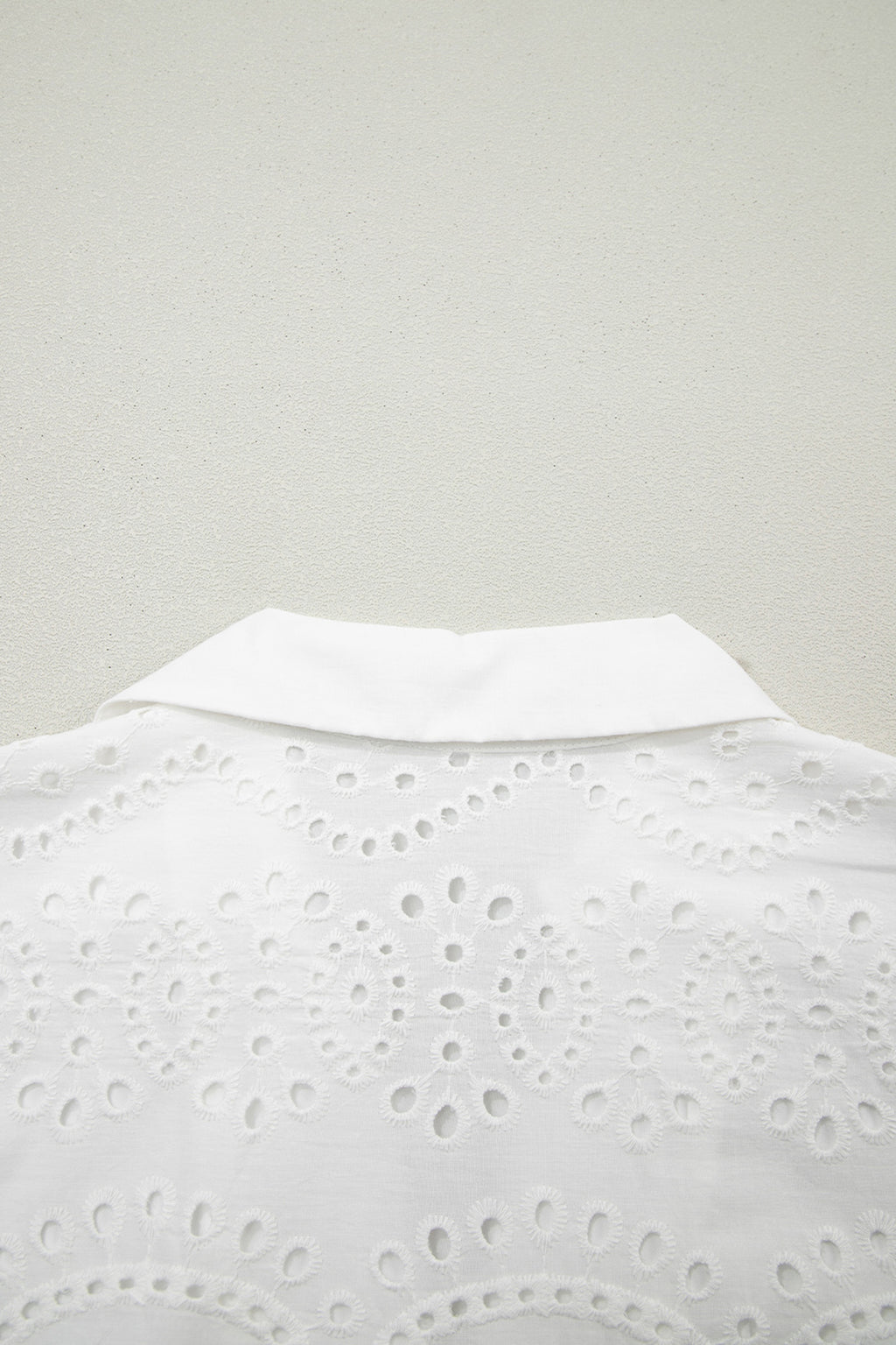White Solid Color Eyelet Embroidered T Shirt Mini Dress