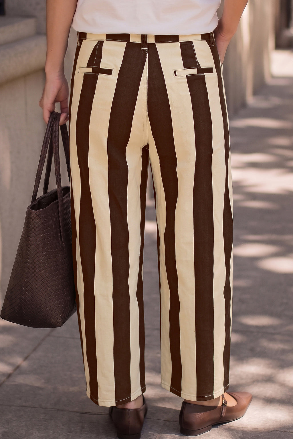 Pink Stripe Nature Waist Casual Shift Jeans