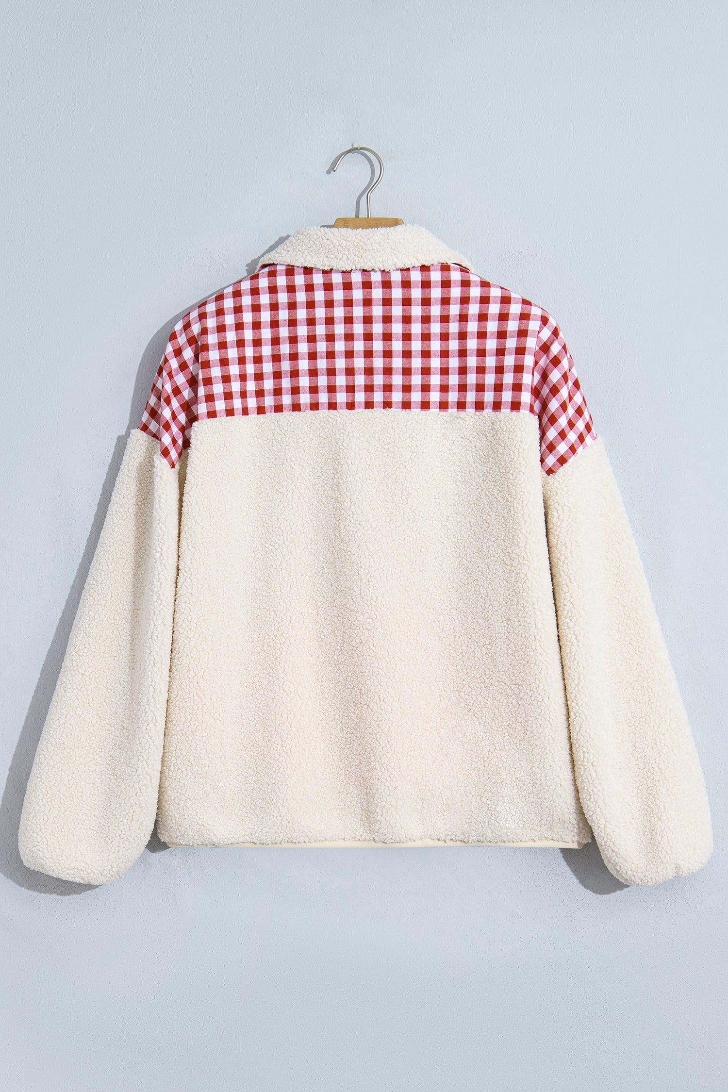 White Plush Plaid Patchwork Merry Christmas Baggy Sweatshirt