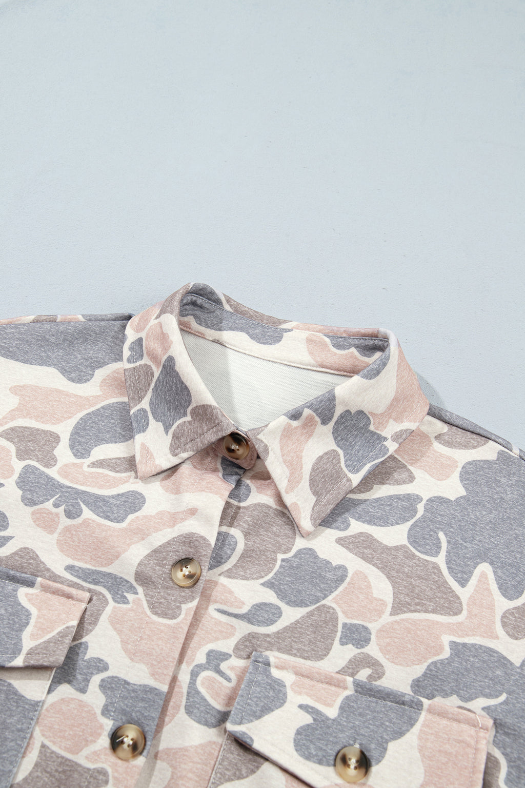 Multicolour Casual Camouflage Button Down Tunic Shacket