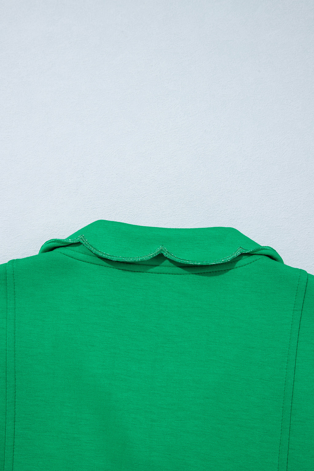 Bright Green Sleeveless Zip Front Scallop Hem Mini Dress