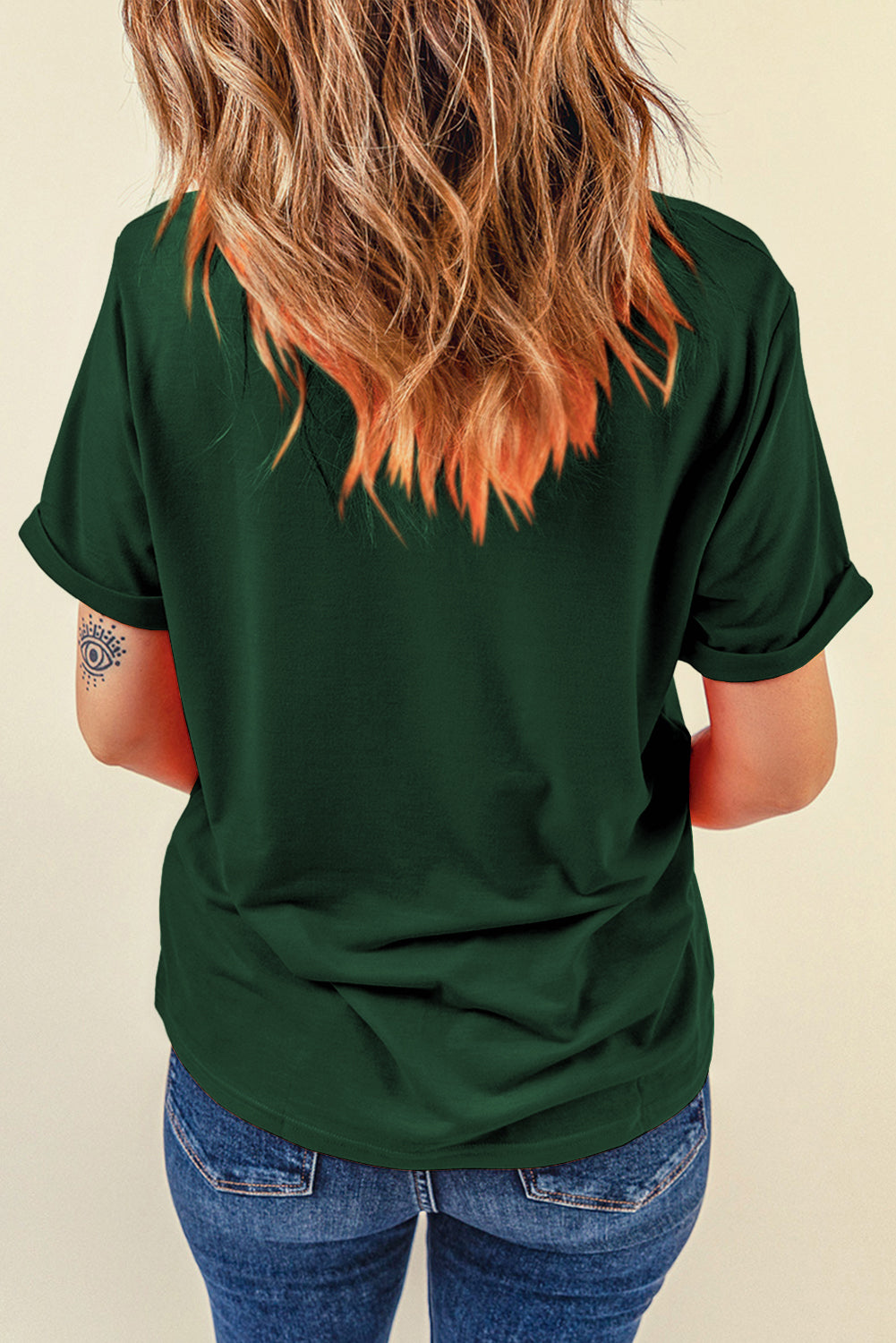 Tillandsia Purple Casual Plain Crew Neck Tee