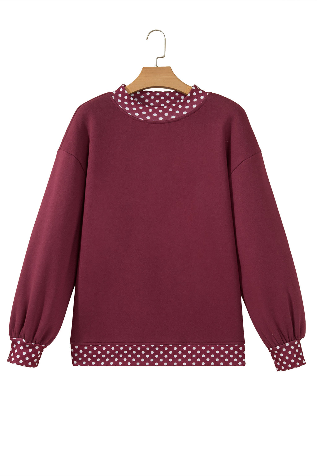 Dark Blue Colorblock Polka Dot Contrast Trim Oversized Sweatshirt