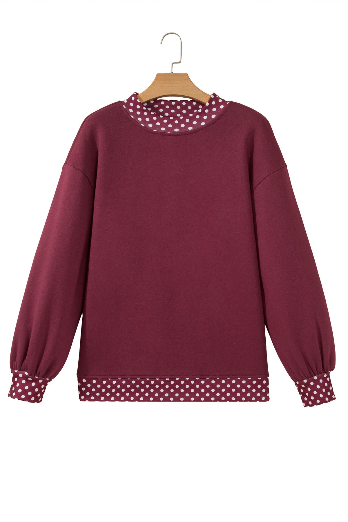 Dark Blue Colorblock Polka Dot Contrast Trim Oversized Sweatshirt