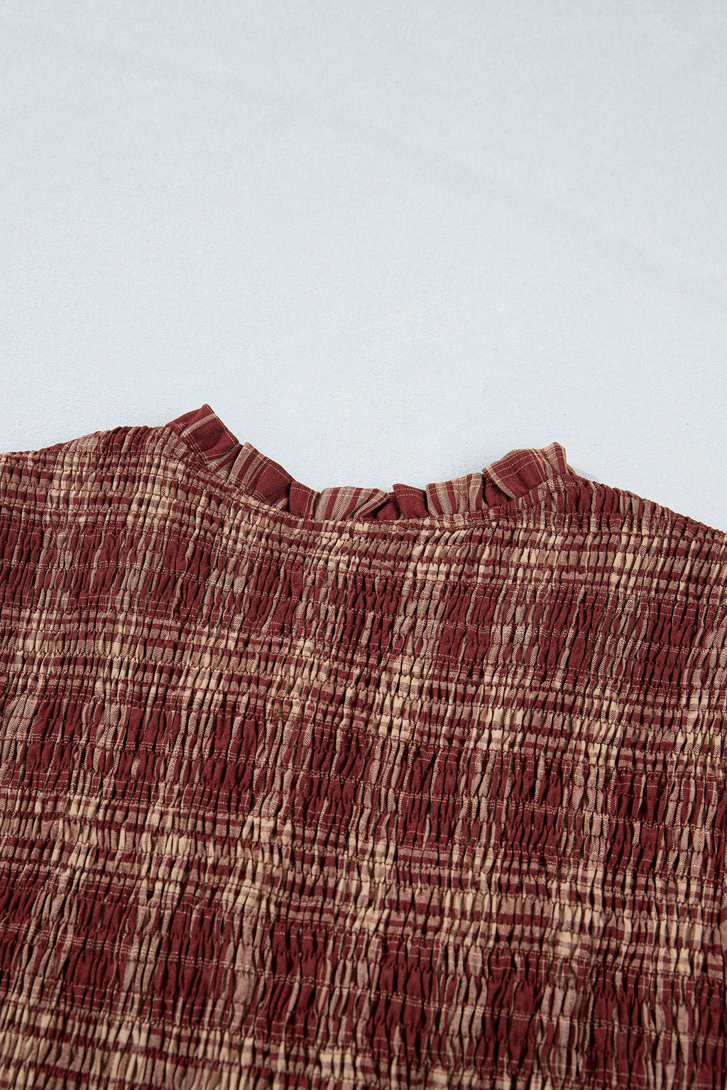 Red Vintage Plaid Knot Front Smocked High Waist Midi Dress