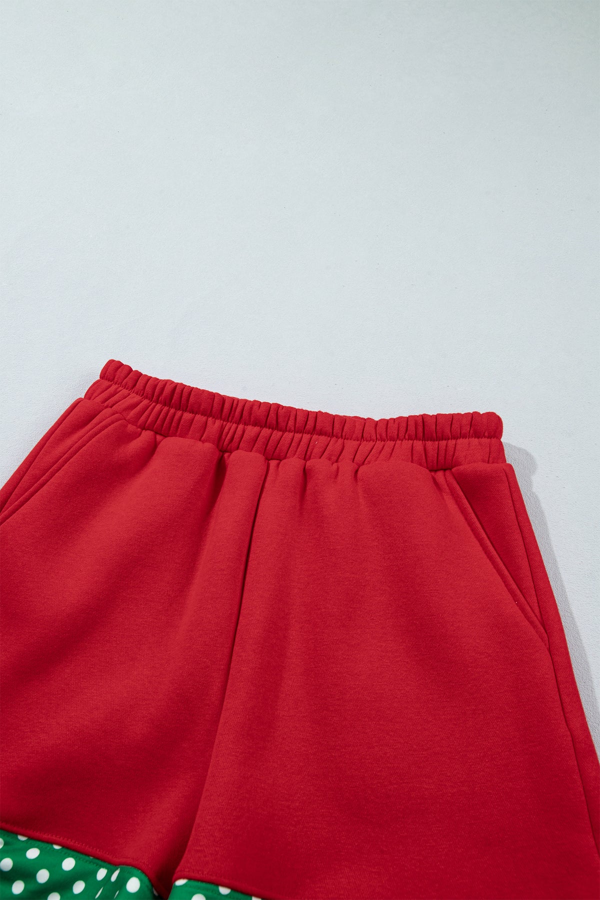 Racing Red Polka Dot Trim Baggy Pullover 2pcs Short Set