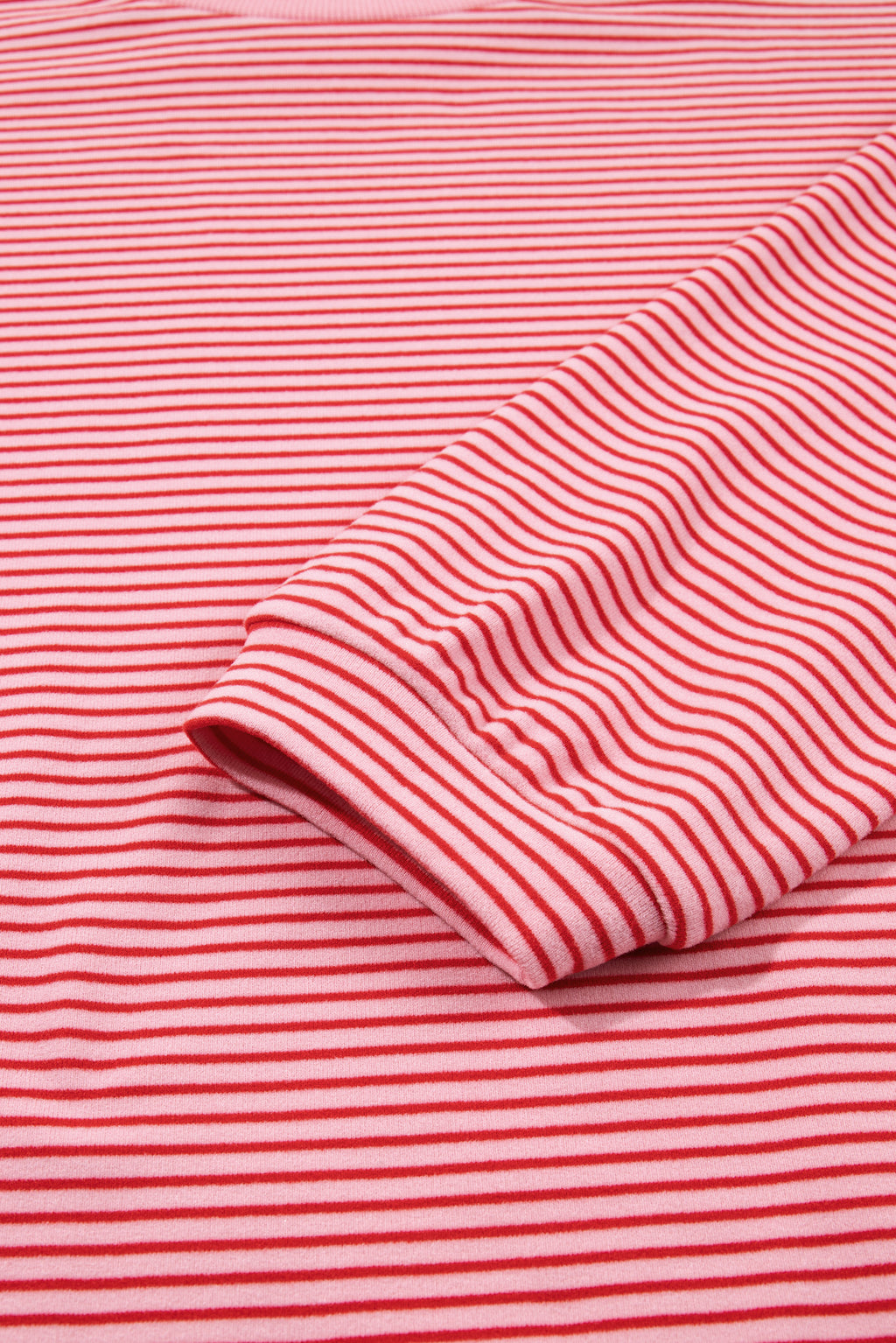 Pink Striped Drop Shoulder Long Sleeve Pant Set