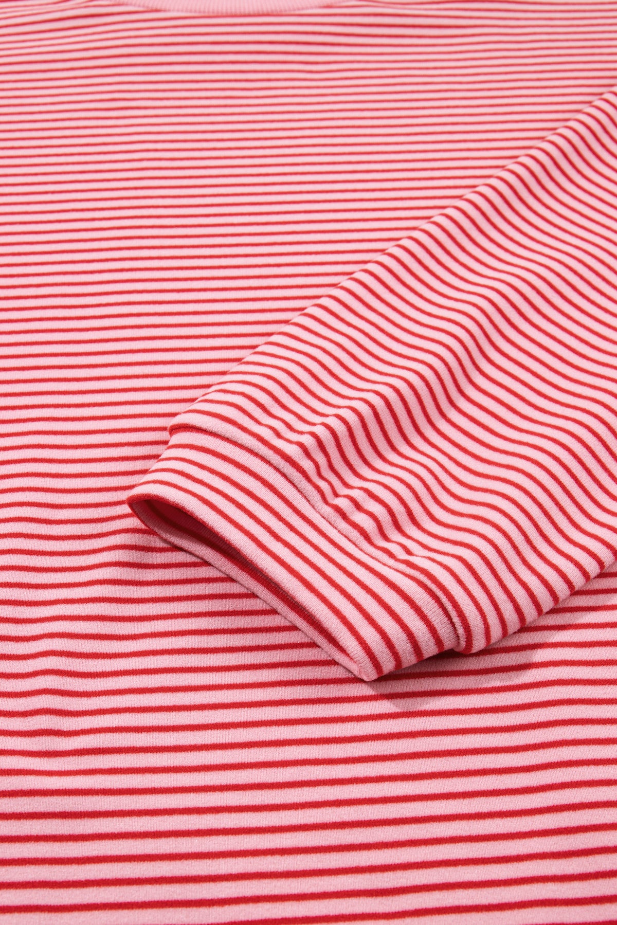 Pink Striped Drop Shoulder Long Sleeve Pant Set