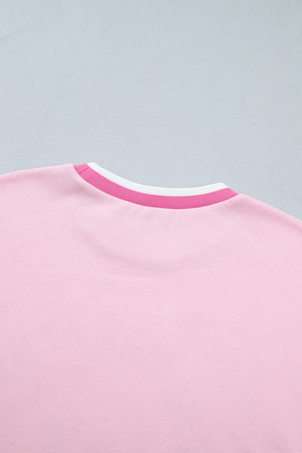 Pink Embroidered Tennis Club Crew Neck Pullover Sweatshirt