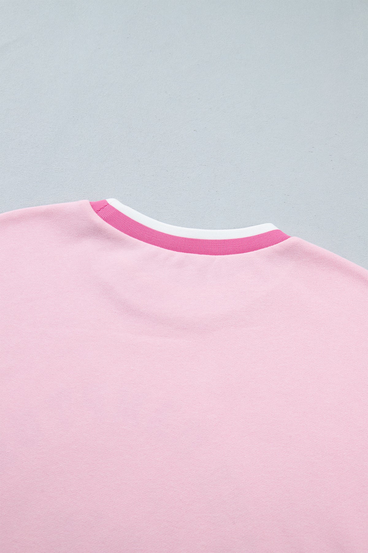 Pink Embroidered Tennis Club Crew Neck Pullover Sweatshirt