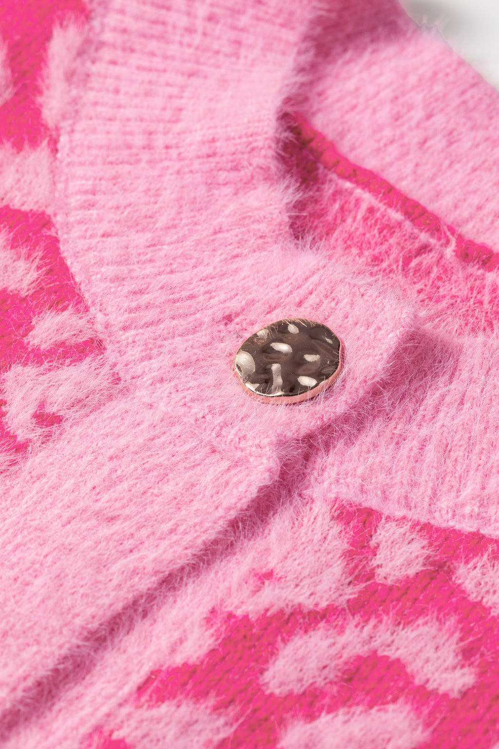 Pink Leopard Print Knit Sleeveless Regular Wash Sweater Vest