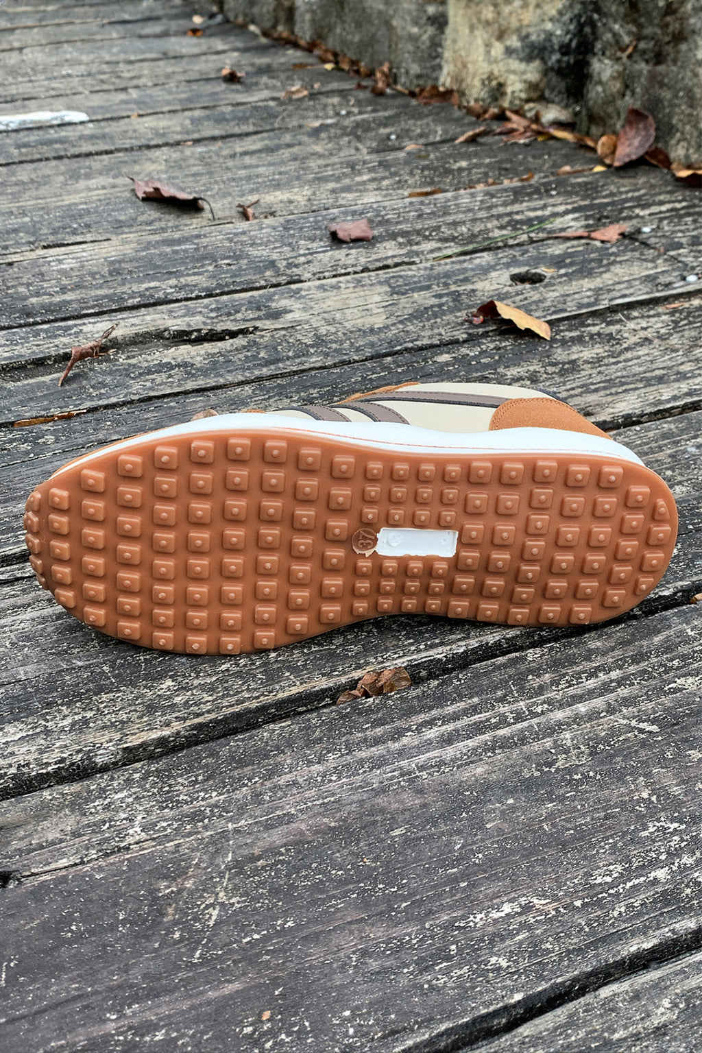 Brown Varsity Color Block Patchwork Lace-up PU Leather Sneakers