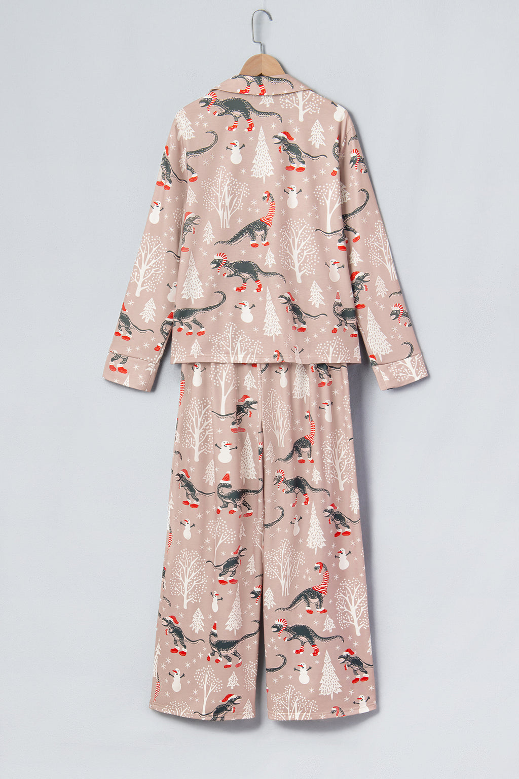 Brown Abstract Print Long Sleeve Two Piece Lounge Set