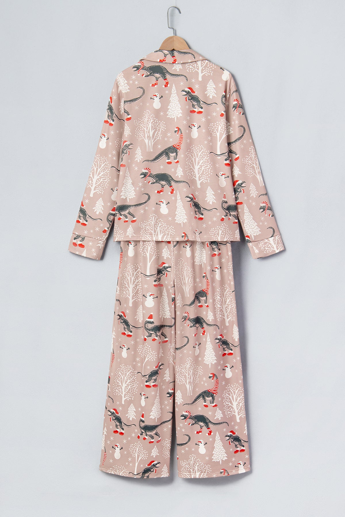 Brown Abstract Print Long Sleeve Two Piece Lounge Set