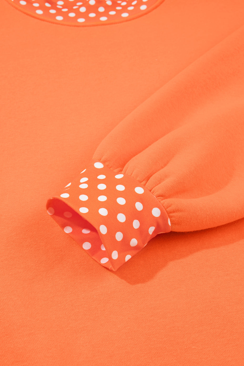 Fiery Red Colorblock Polka Dot Contrast Trim Oversized Sweatshirt