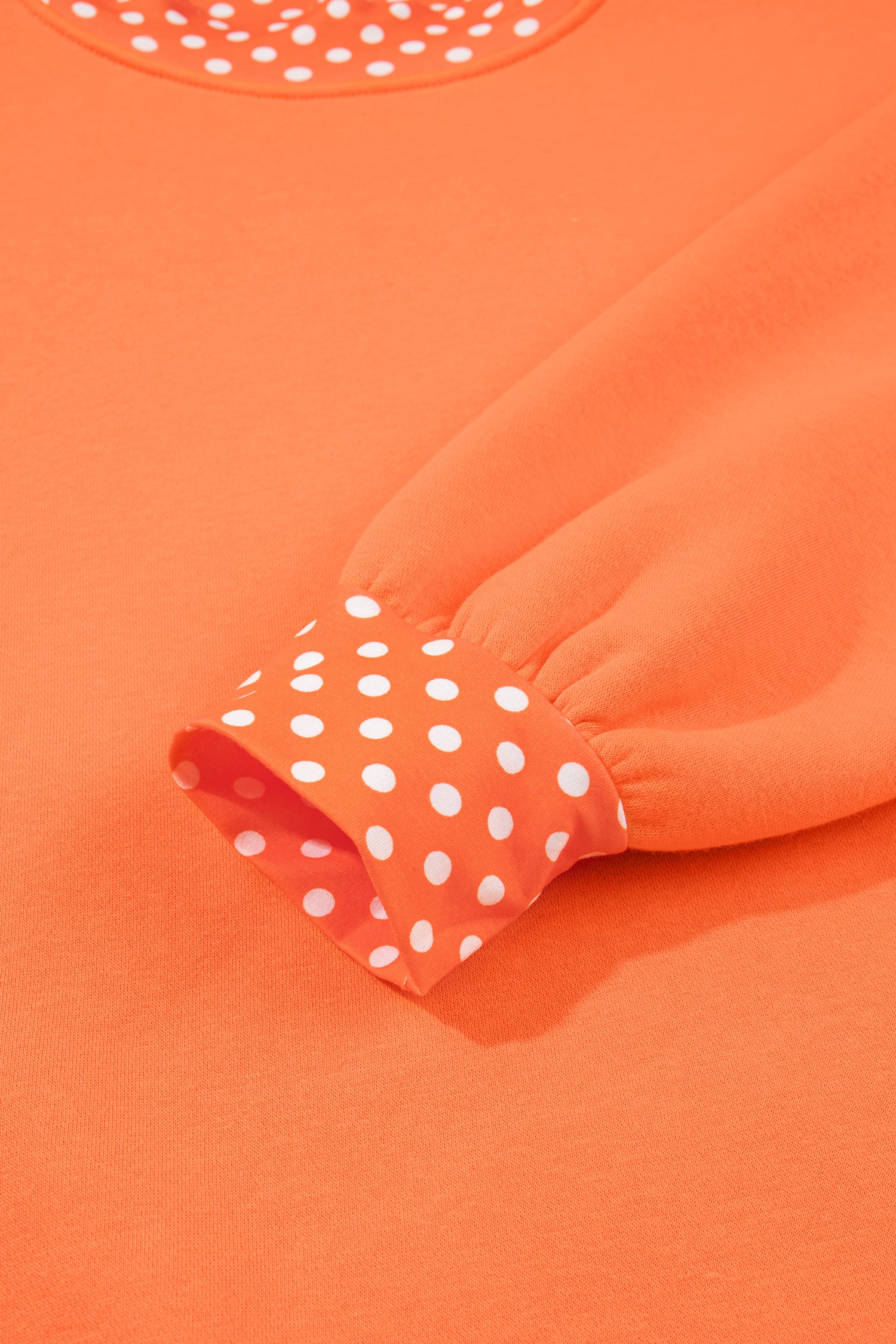 Fiery Red Colorblock Polka Dot Contrast Trim Oversized Sweatshirt