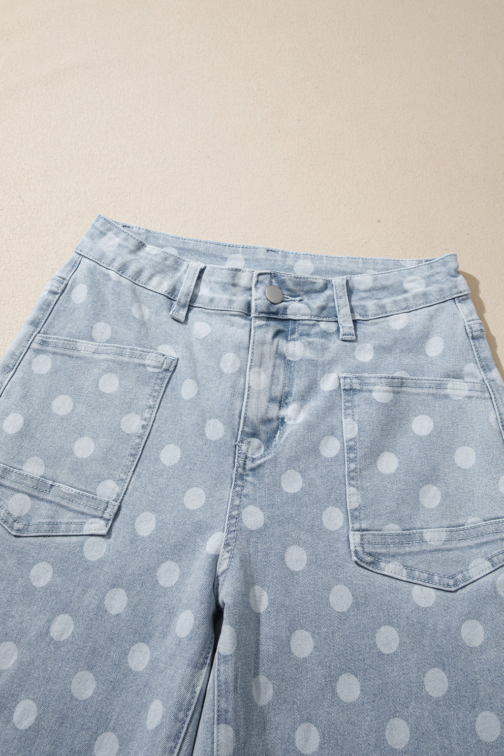 Pink Polka Dot Casual Slim Fit Jeans