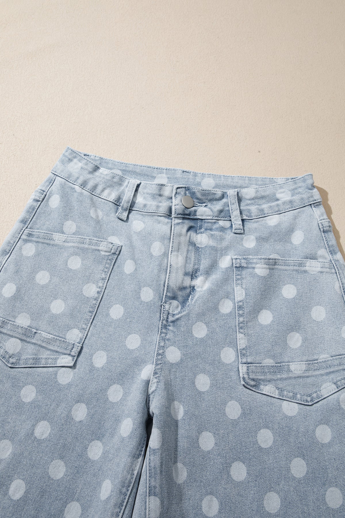 Pink Polka Dot Casual Slim Fit Jeans